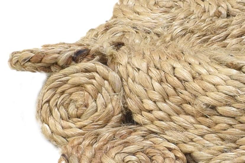 Jute Beige Rug 2' X 2' Modern Hand Woven Scandinavian Circles Small Round 7864133288085