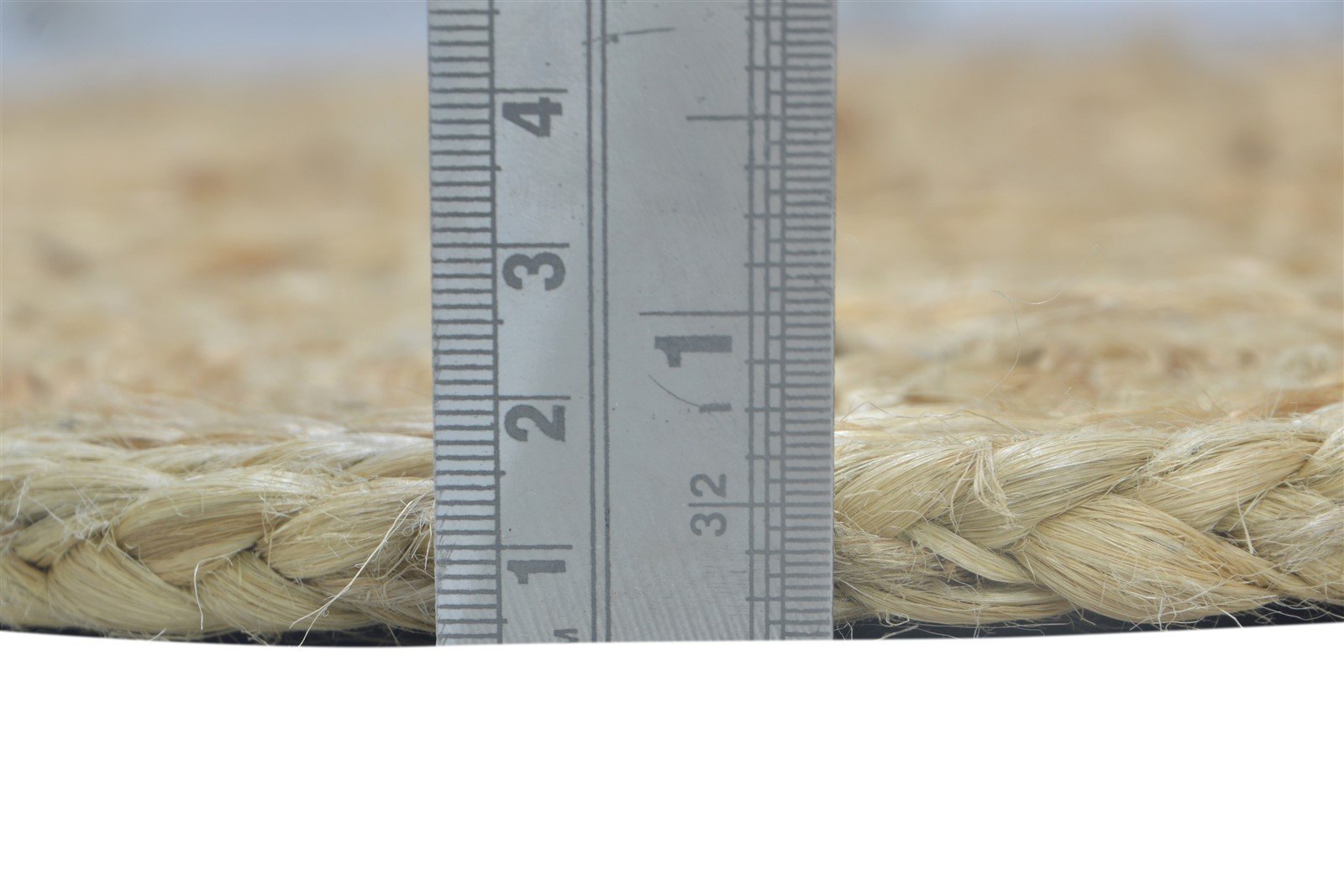 Jute Beige Rug 4' X 4' Modern Hand Woven Scandinavian Circles Room Size Carpet 7864818696341
