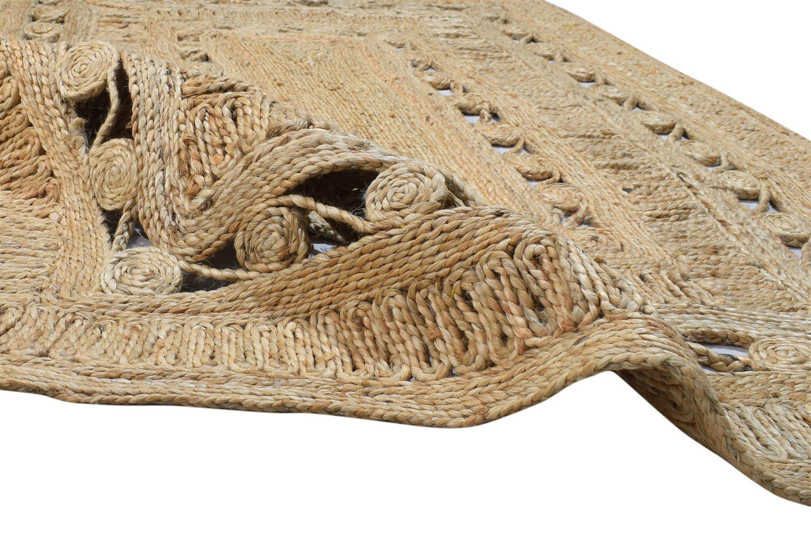 Jute Beige Rug 4' X 6' Modern Hand Woven Scandinavian Solid Room Size Carpet 7864251187349