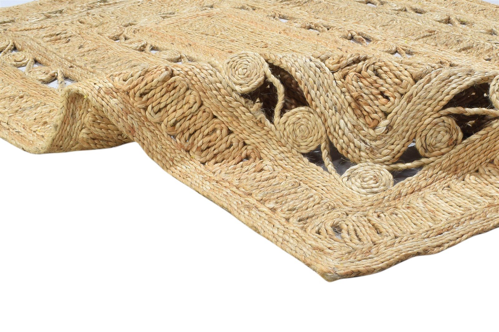 Jute Beige Rug 4' X 6' Modern Hand Woven Scandinavian Solid Room Size Carpet 7864251187349