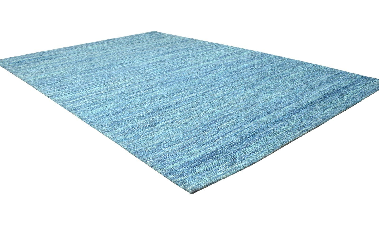 Jute Blue Rug 5' X 7' Modern Jacquard Loom Bohemian Solid Room Size Carpet 7864470536341