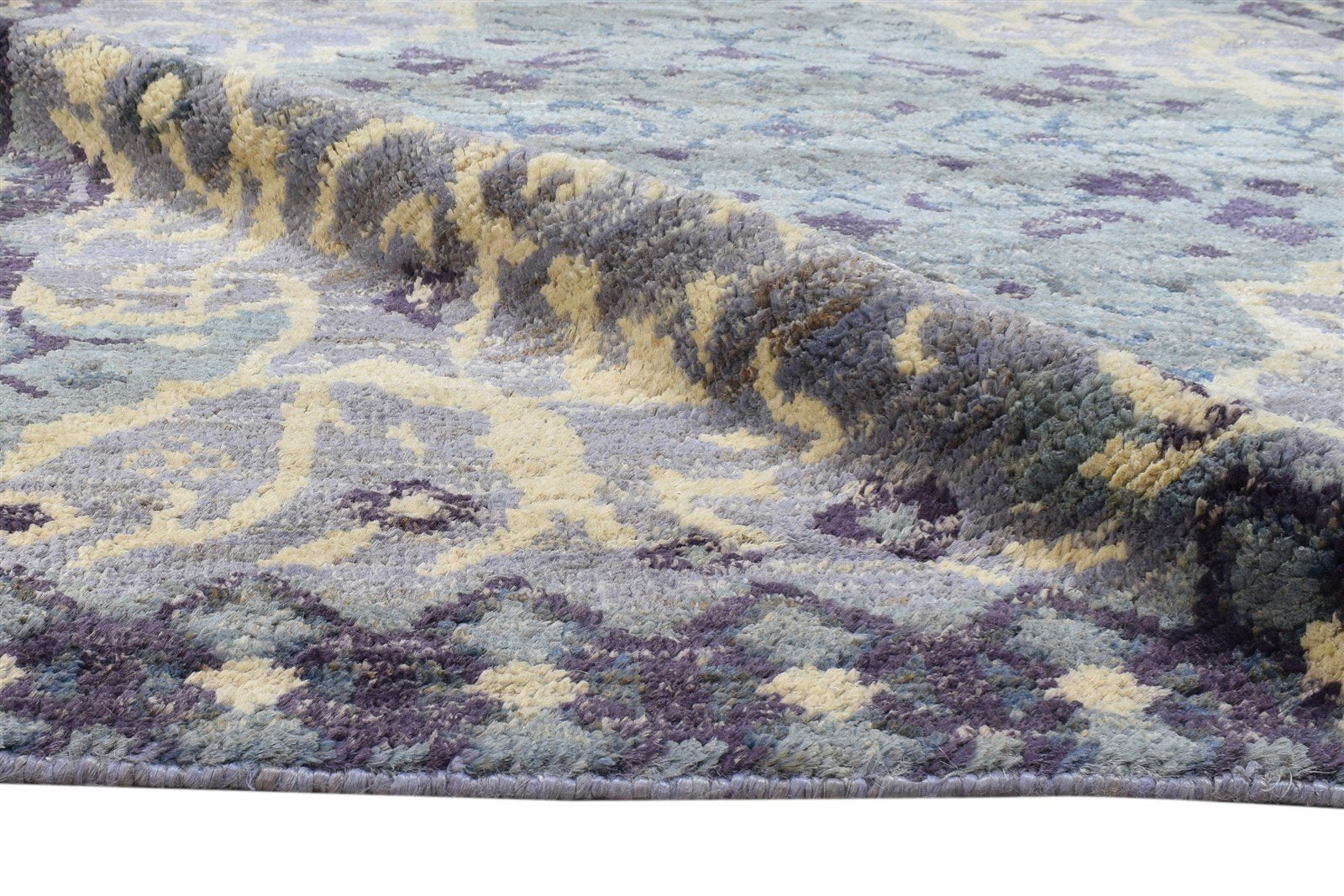 Jute Blue Rug 5X8 Persian Hand Knotted Heriz-Indian Oriental Room Size Carpet 7864238375061