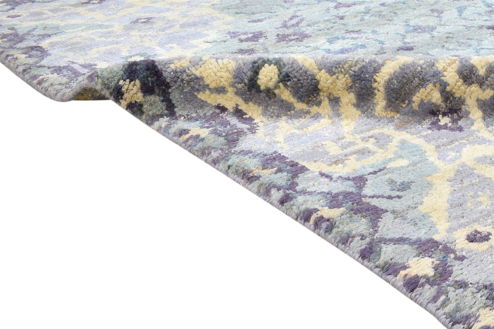 Jute Blue Rug 5X8 Persian Hand Knotted Heriz-Indian Oriental Room Size Carpet 7864238375061