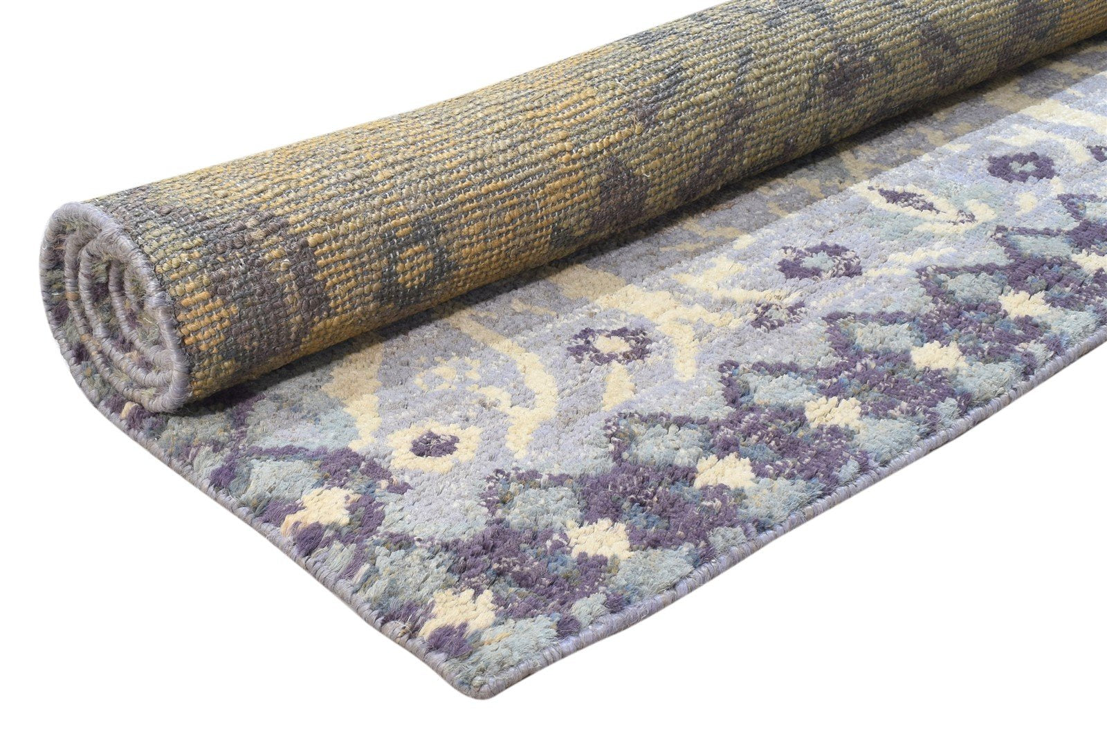 Jute Blue Rug 5X8 Persian Hand Knotted Heriz-Indian Oriental Room Size Carpet 7864238375061
