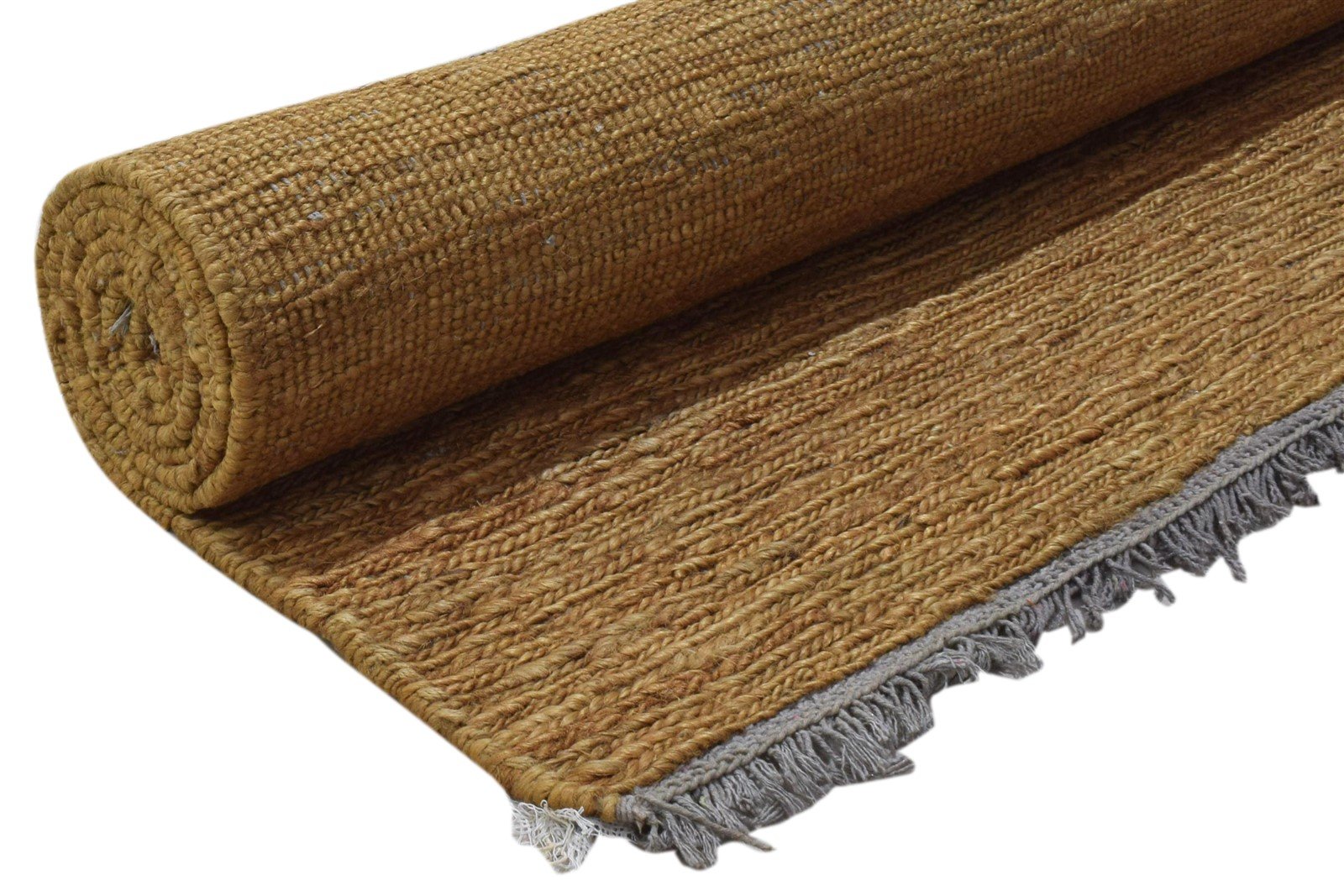 Jute Gold Rug 5' X 8' Modern Hand Knotted Scandinavian Solid Room Size Carpet 7860699234453