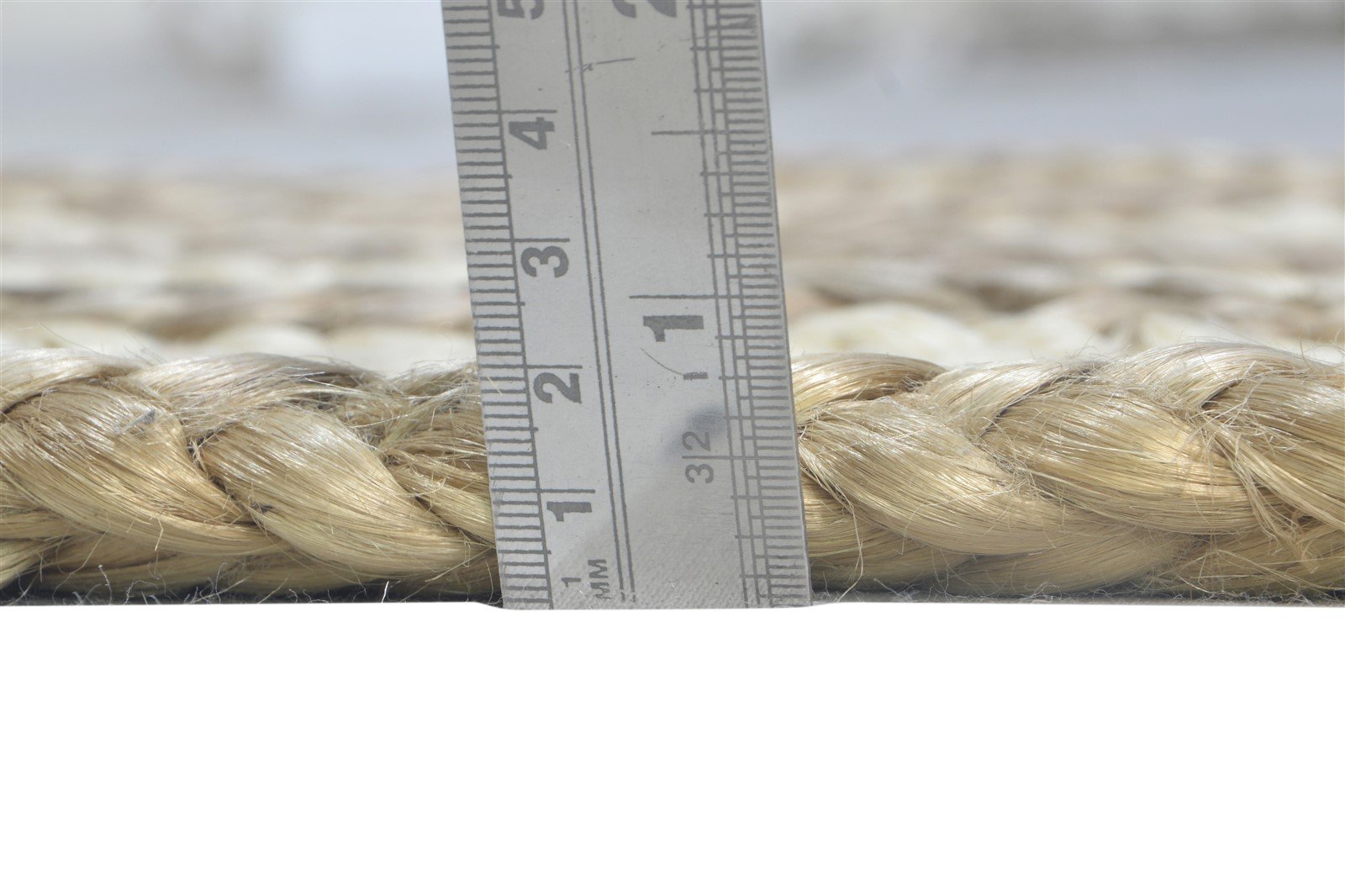 Jute Ivory Rug 2' X 3' Modern Hand Woven Scandinavian Striped Small Carpet 7864960712853