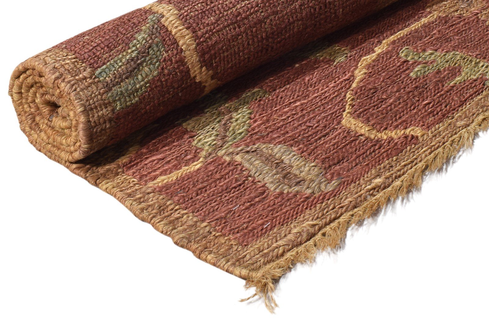 Jute Red Rug 4' X 6' Modern Hand Knotted French Floral Room Size Carpet 7864958615701