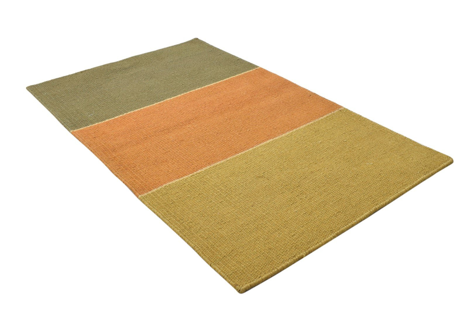 Jute Rust Rug 2' X 3' Modern Dhurrie Scandinavian Striped Small Carpet 7864101109909