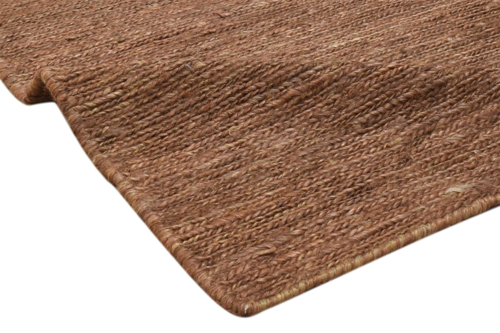 Jute Rust Rug 2' X 3' Modern Hand Knotted Scandinavian Solid Small Carpet 7860703264917