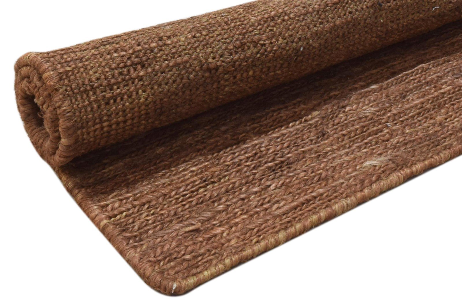 Jute Rust Rug 2' X 3' Modern Hand Knotted Scandinavian Solid Small Carpet 7860703264917