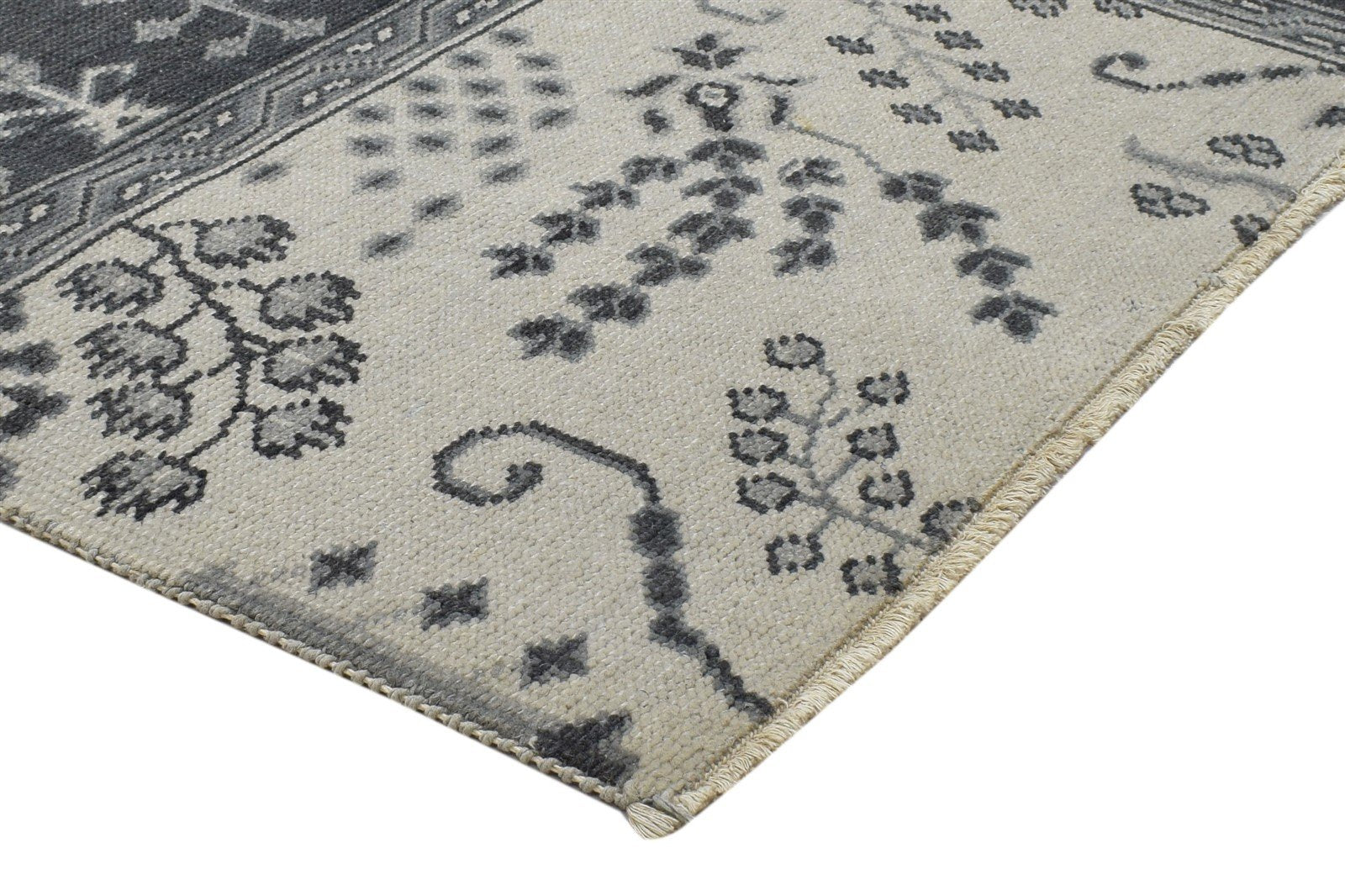 Kalie Wool Cream Rug 4X3 Persian Hand Knotted Sarouk-Indian Oriental 7864087019669