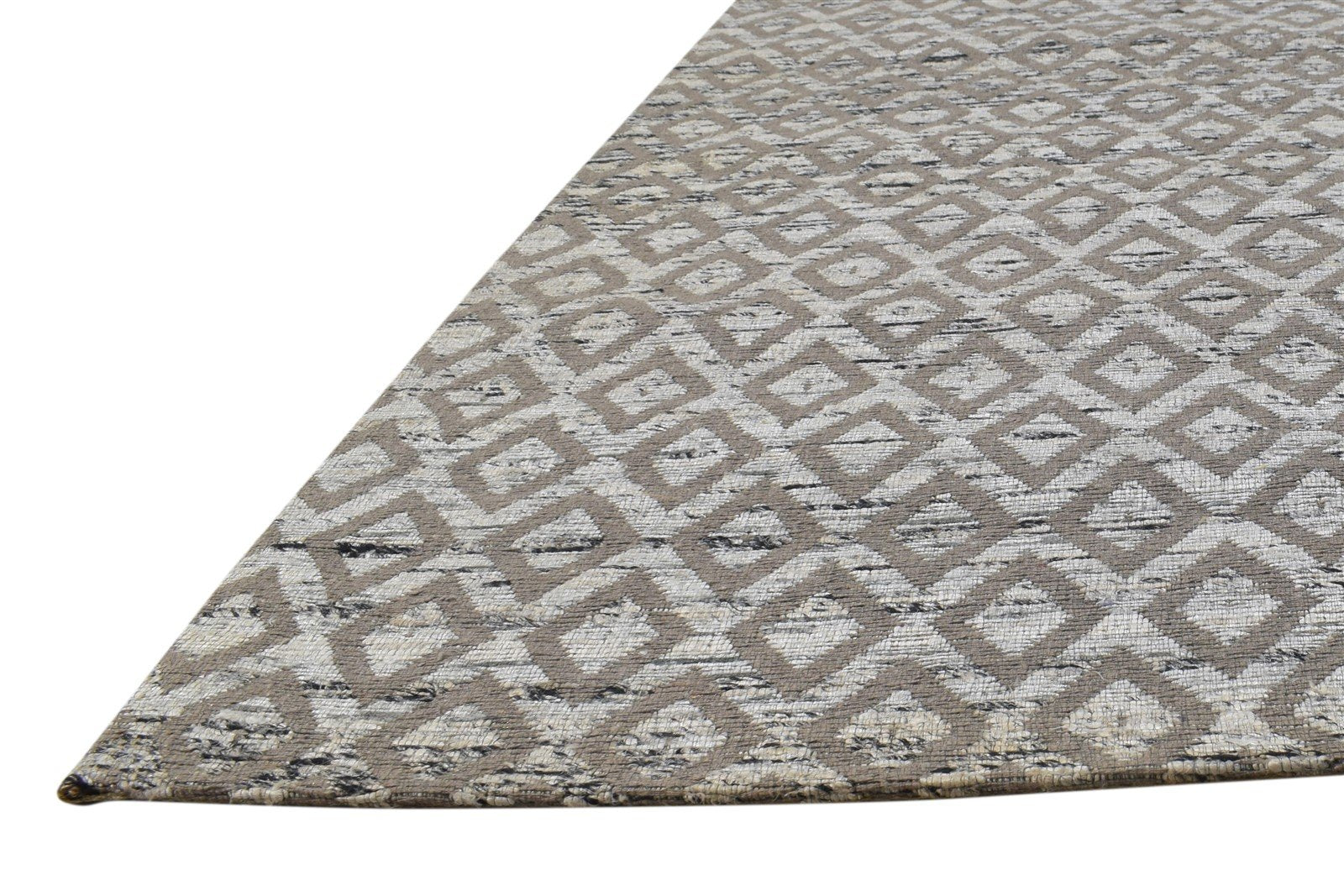 Karena Grey Jacquard Rug 5X8 Modern Jacquard Loom Scandinavian Diamond   7864463786133