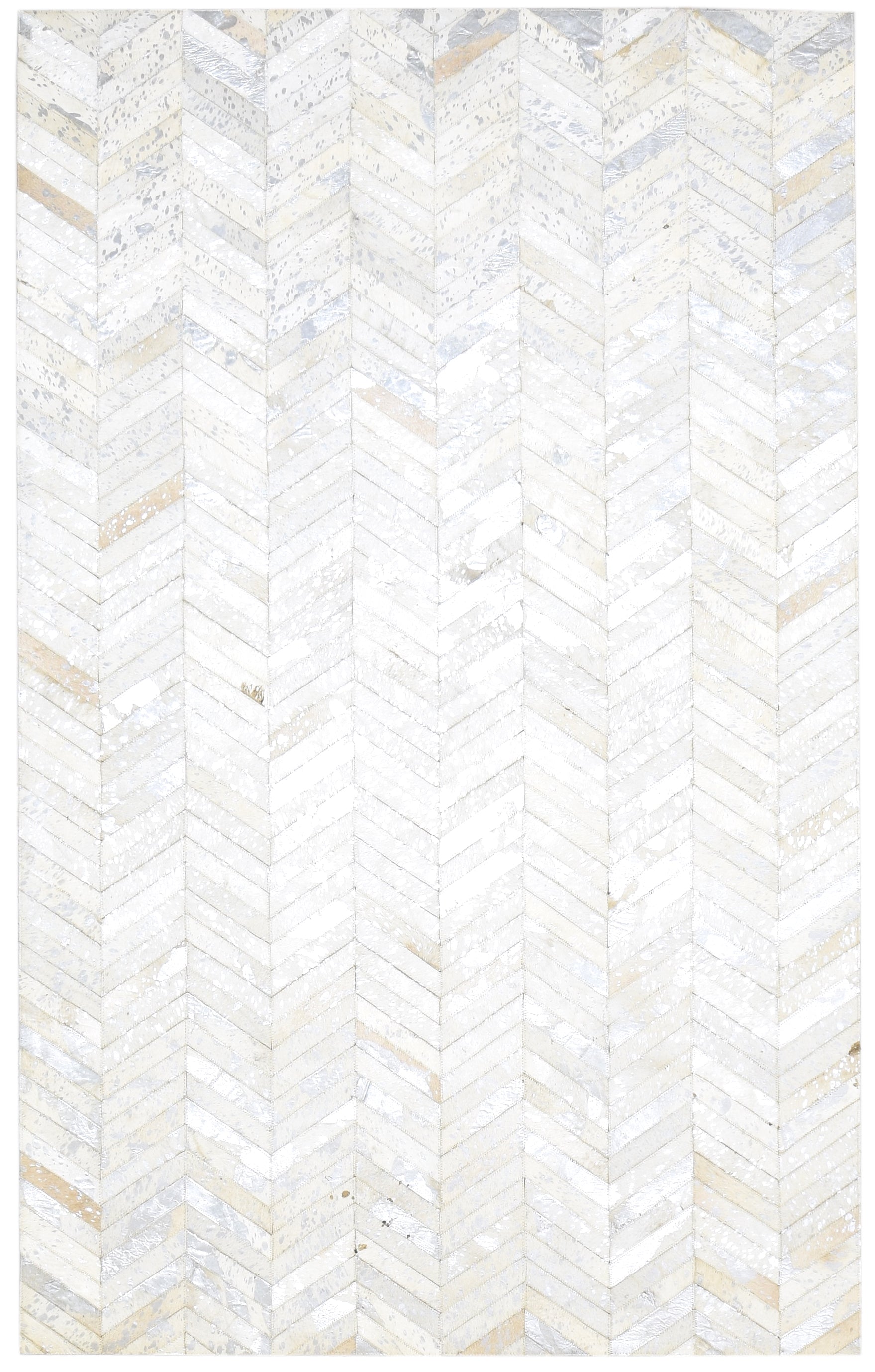 Kati Handmade Off-White Patchwork Leather Rug - Modern Chevron Cowhide Rug 9065168142485