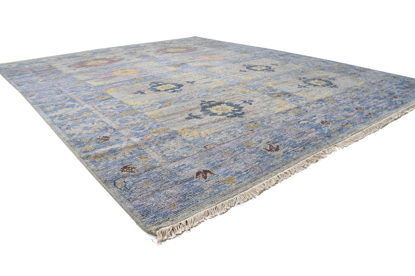 Keva Wool Blue Hand-Knotted Kazak Persian Rug 8881897504917
