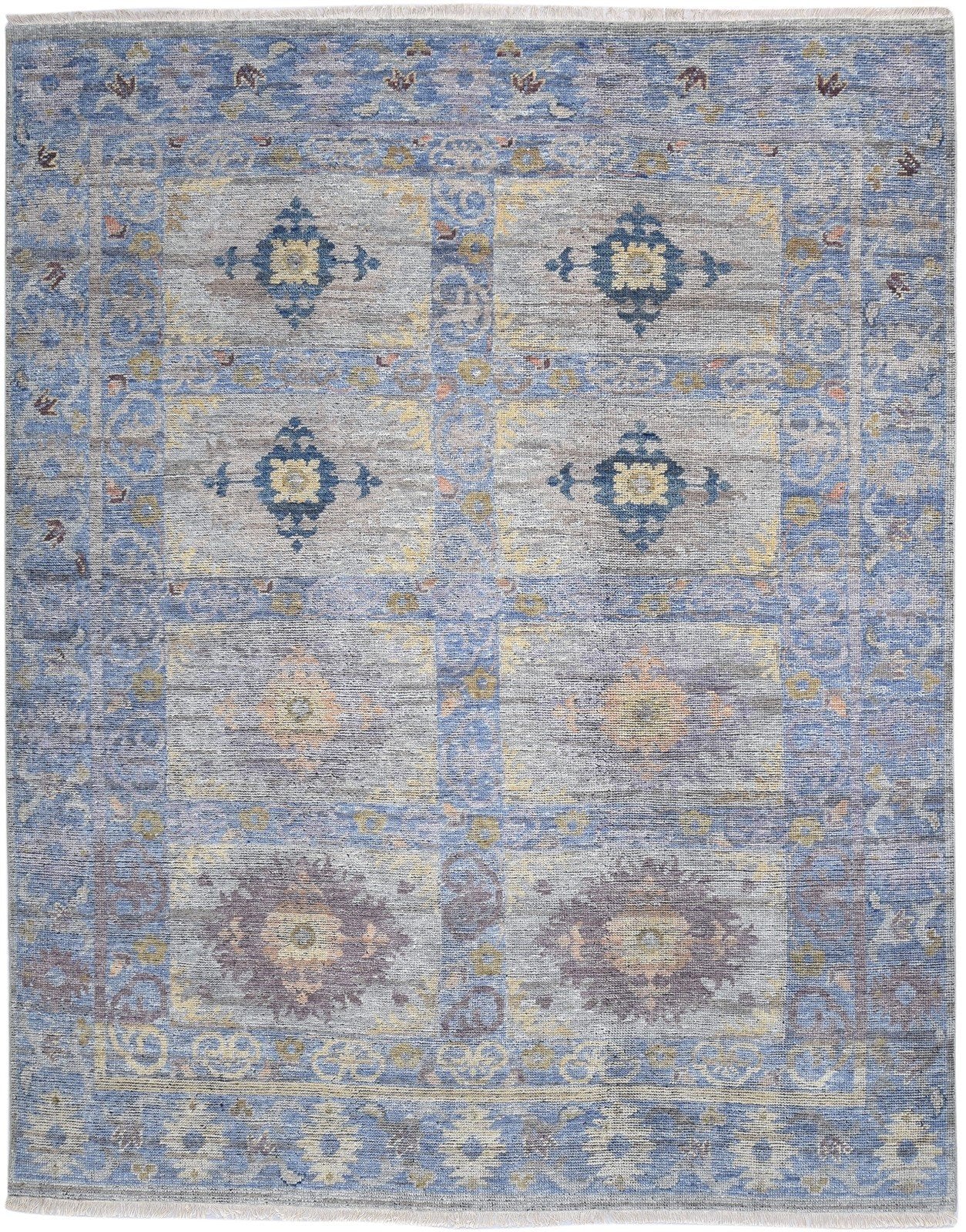 Keva Wool Blue Hand-Knotted Kazak Persian Rug 8881897504917