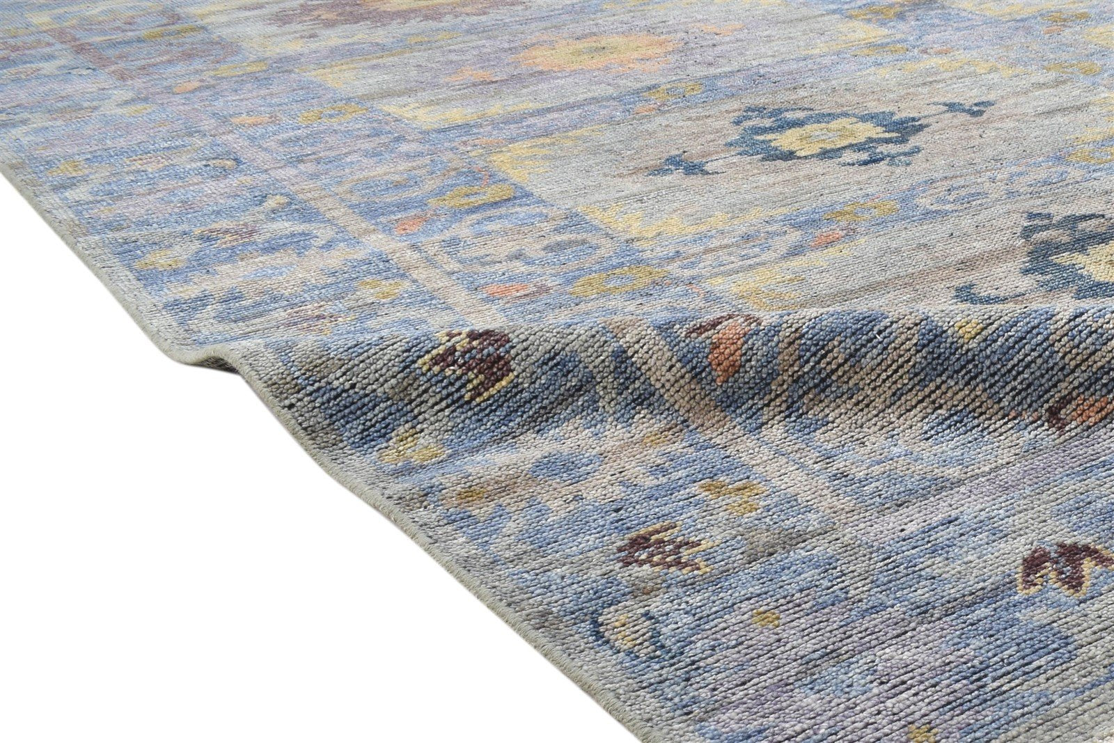 Keva Wool Blue Hand-Knotted Kazak Persian Rug 8881897504917