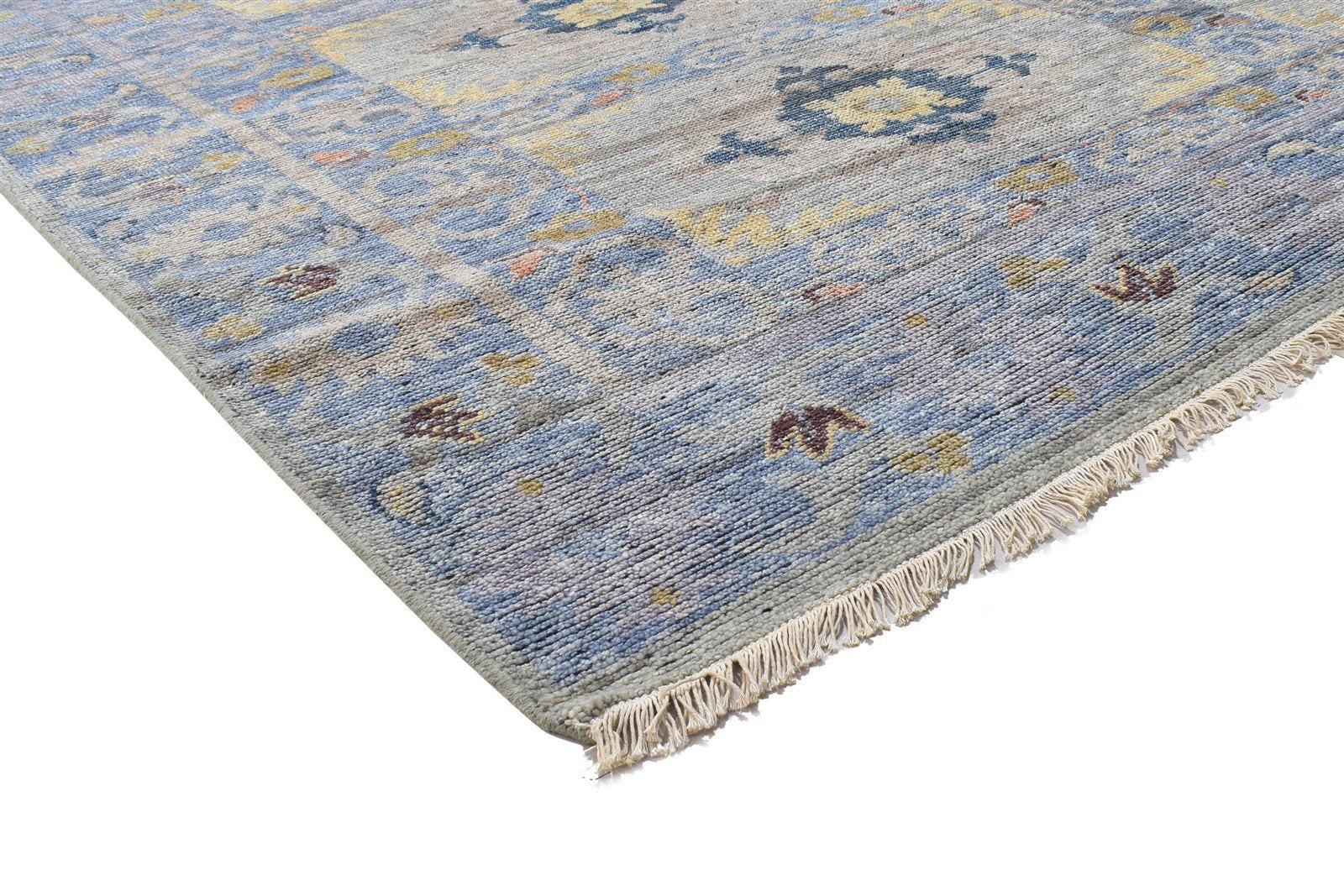 Keva Wool Blue Hand-Knotted Kazak Persian Rug 8881897504917
