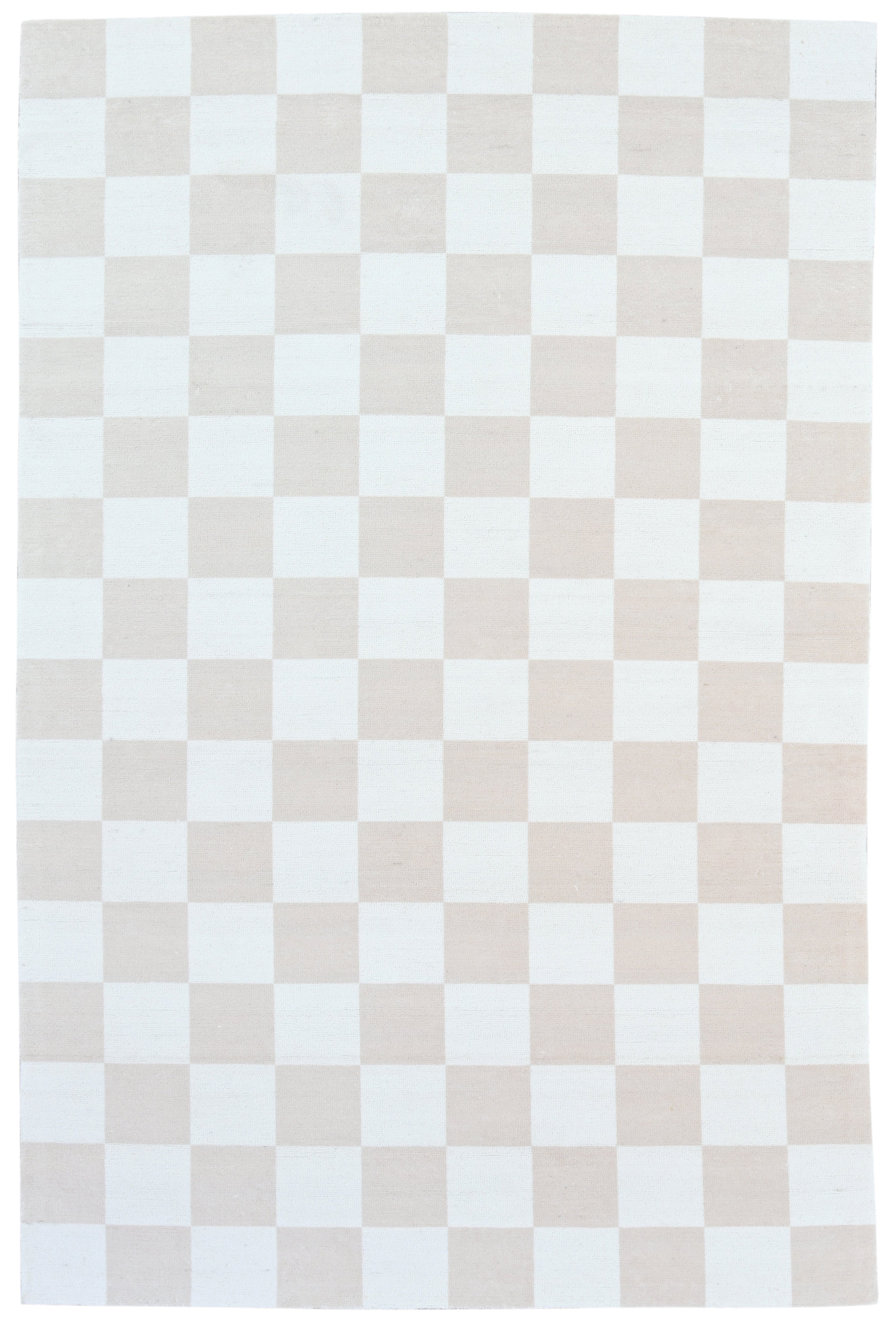 Kisan Checkerboard Handmade Beige White Rug – Modern Minimalist Decorative Area Rug 9122580201621