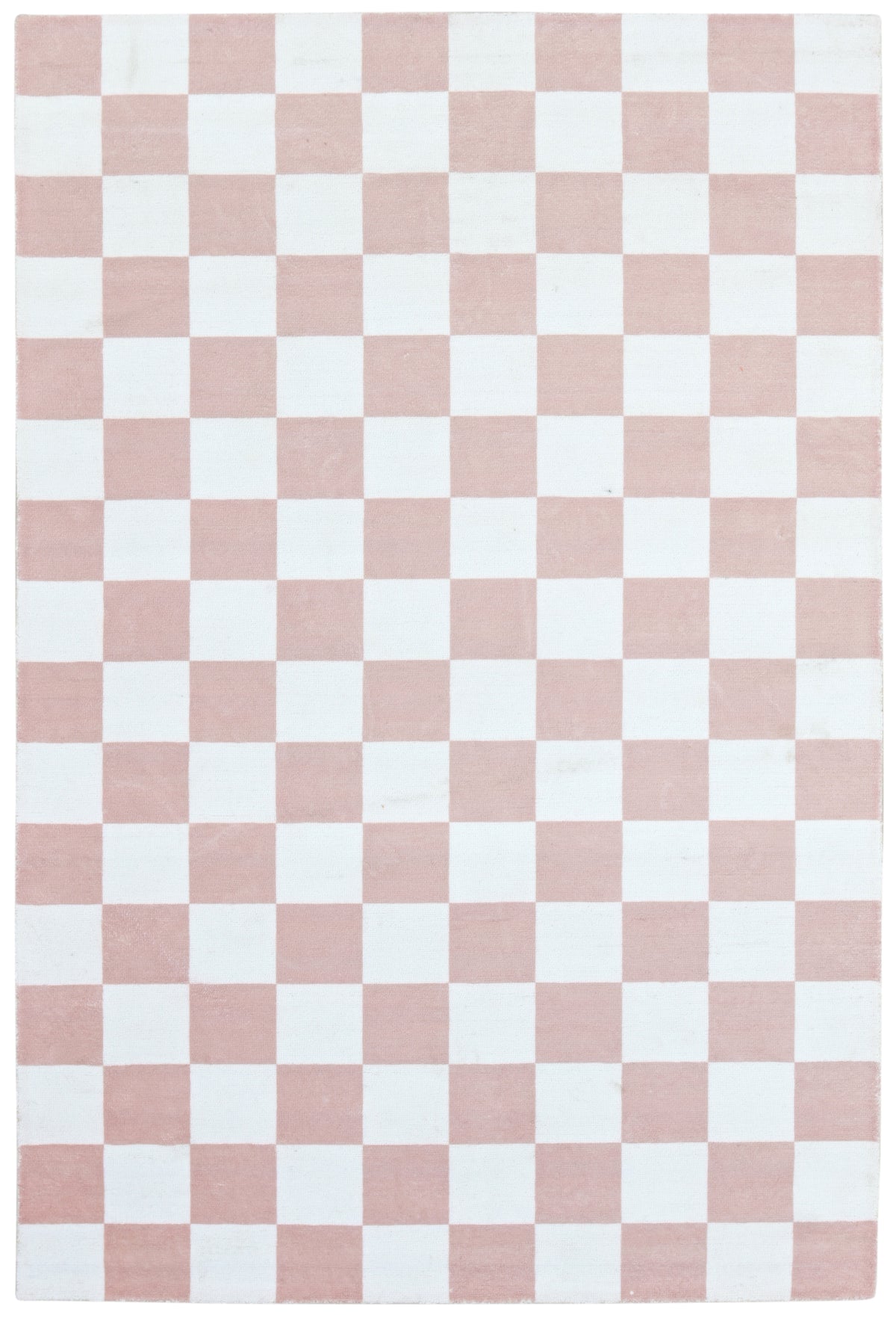 Kisan Checkerboard Handmade Dusty Rose & White Rug – Modern Minimalist Decorative Area Rug 9122066366613