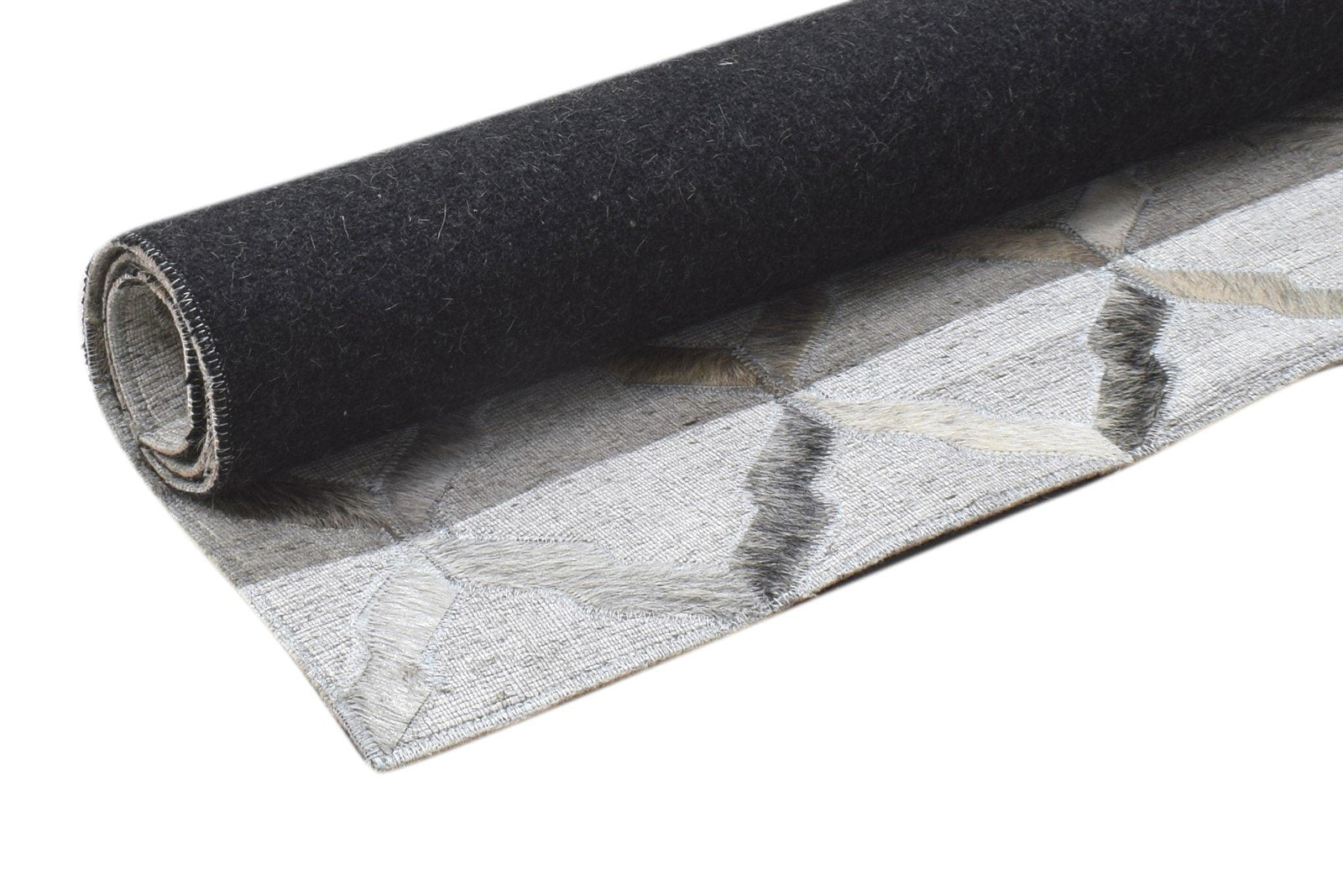 Leann 2X3 Rug Leather / Cotton Grey Modern Hand Woven Scandinavian Geometric   7864118935701