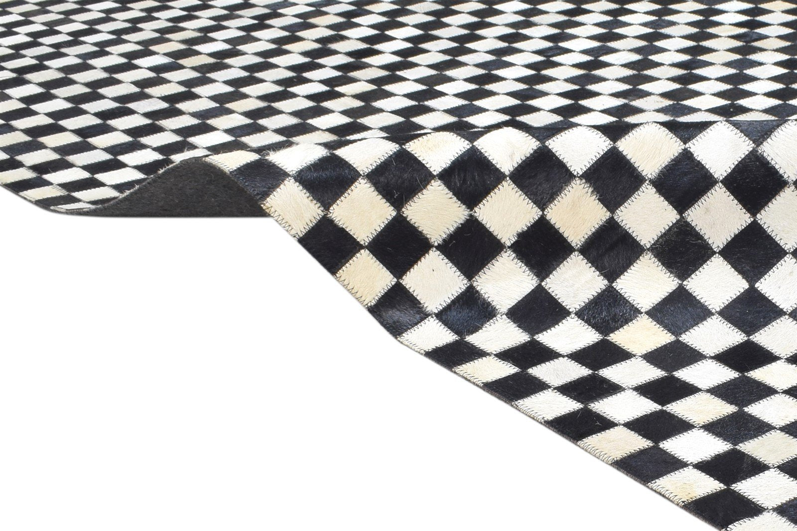 Veradis Leather Black Rug 5X8 Modern Hand Woven Scandinavian Geometric 7864432787605