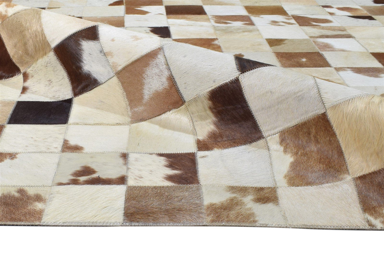 Leather Brown Rug 4X6 Modern Flatweave Scandinavian Geometric Room Size Carpet 7864581685397