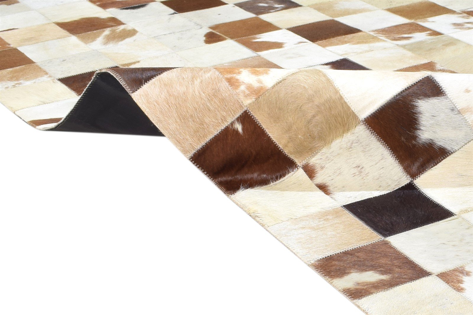 Leather Brown Rug 4X6 Modern Flatweave Scandinavian Geometric Room Size Carpet 7864581685397