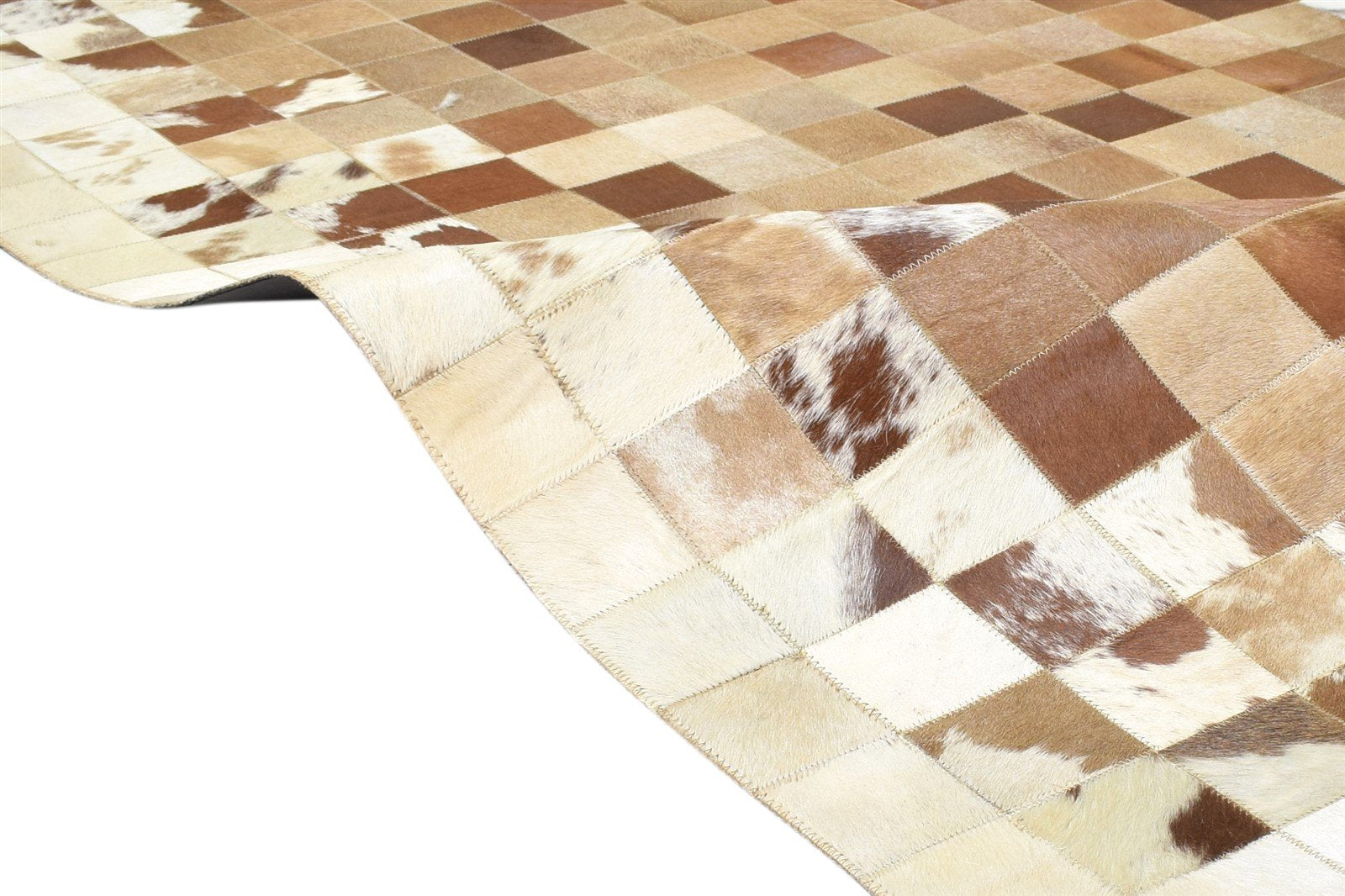 Leather Brown Rug 4X6 Modern Flatweave Scandinavian Geometric Room Size Carpet 7864582406293