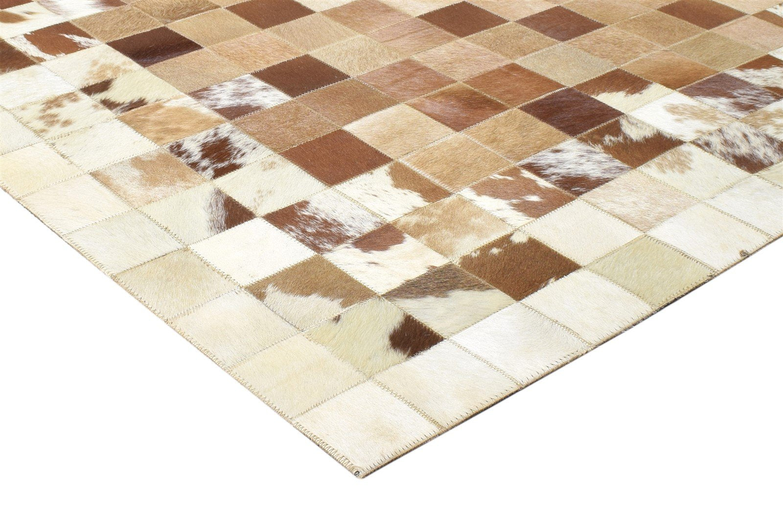 Leather Brown Rug 4X6 Modern Flatweave Scandinavian Geometric Room Size Carpet 7864582406293
