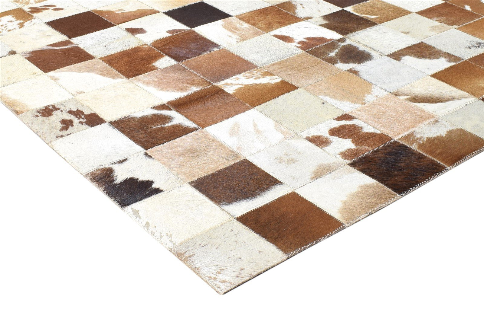 Leather Brown Rug 4X6 Modern Flatweave Scandinavian Geometric Room Size Carpet 7864581193877