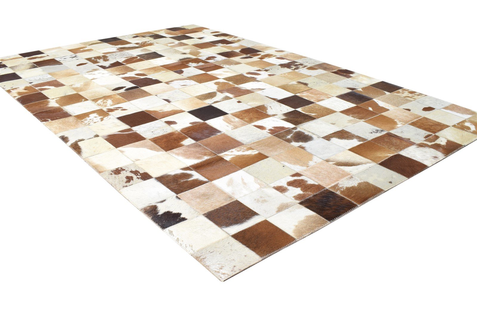 Leather Brown Rug 4X6 Modern Flatweave Scandinavian Geometric Room Size Carpet 7864581193877