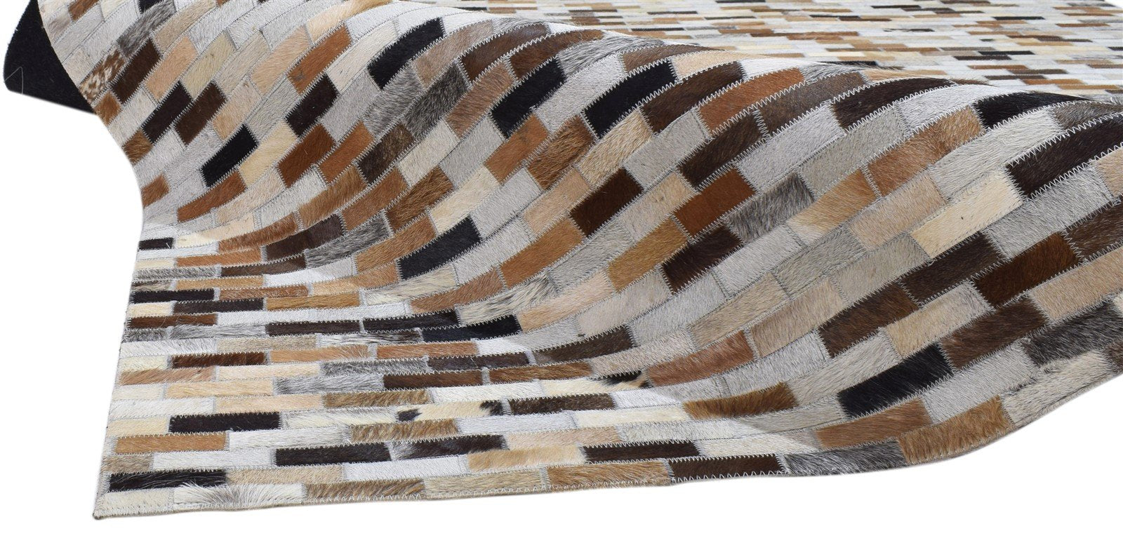 Leather Brown Rug 5X8 Modern Hand Woven Scandinavian Striped Room Size Carpet 7860683440277
