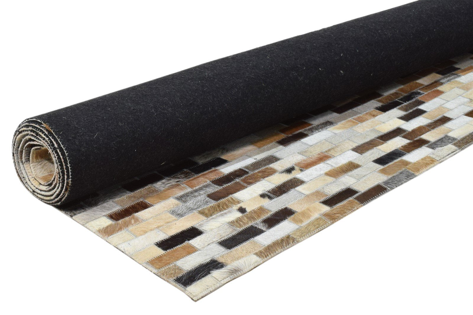 Leather Brown Rug 5X8 Modern Hand Woven Scandinavian Striped Room Size Carpet 7860683440277