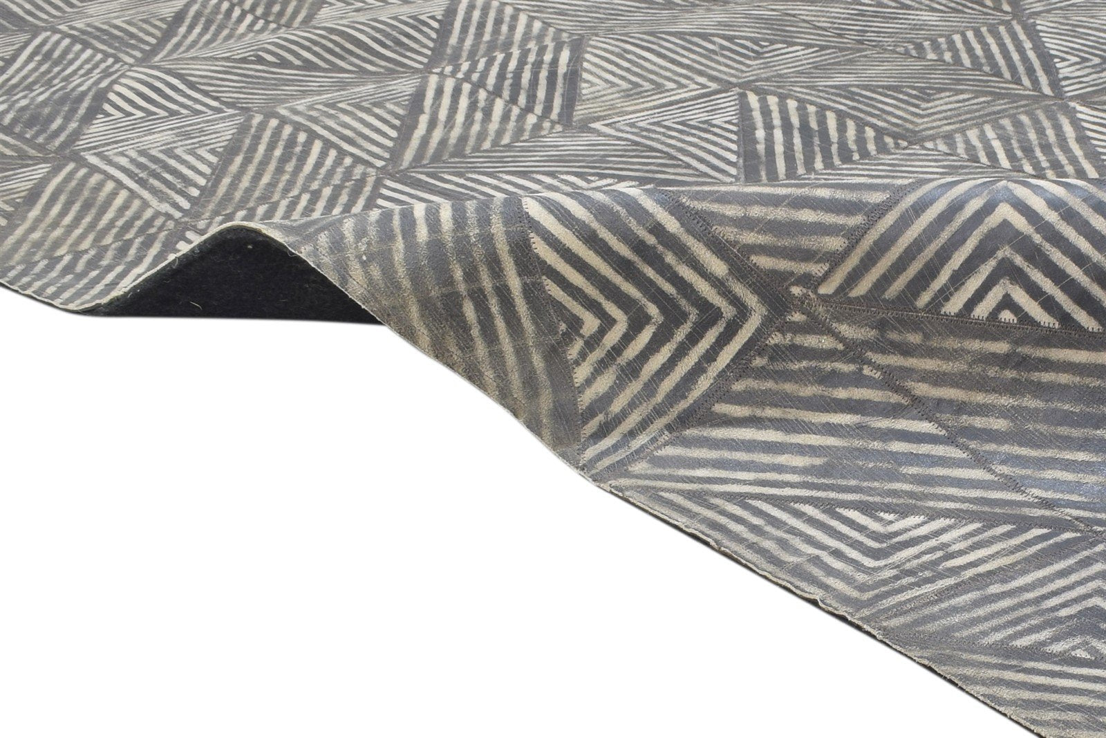 Leather Charcoal Rug 5X8 Modern Hand Woven Moroccan Geometric Room Size Carpet 7864784650389