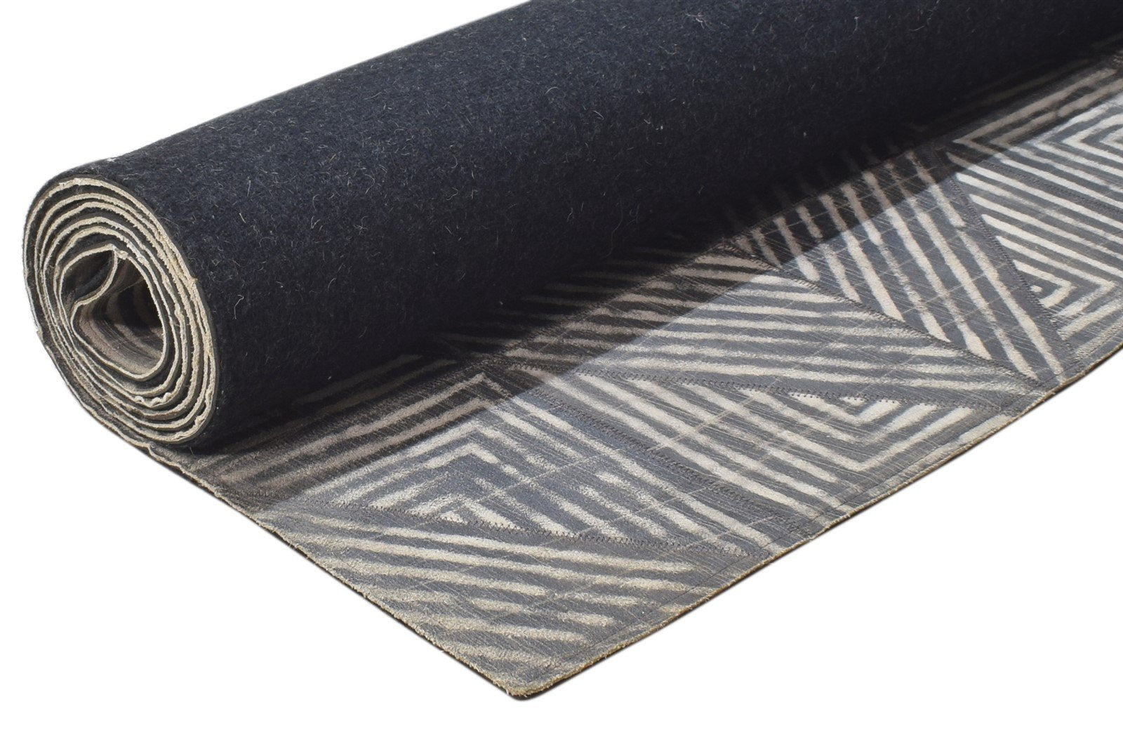 Leather Charcoal Rug 5X8 Modern Hand Woven Moroccan Geometric Room Size Carpet 7864784650389