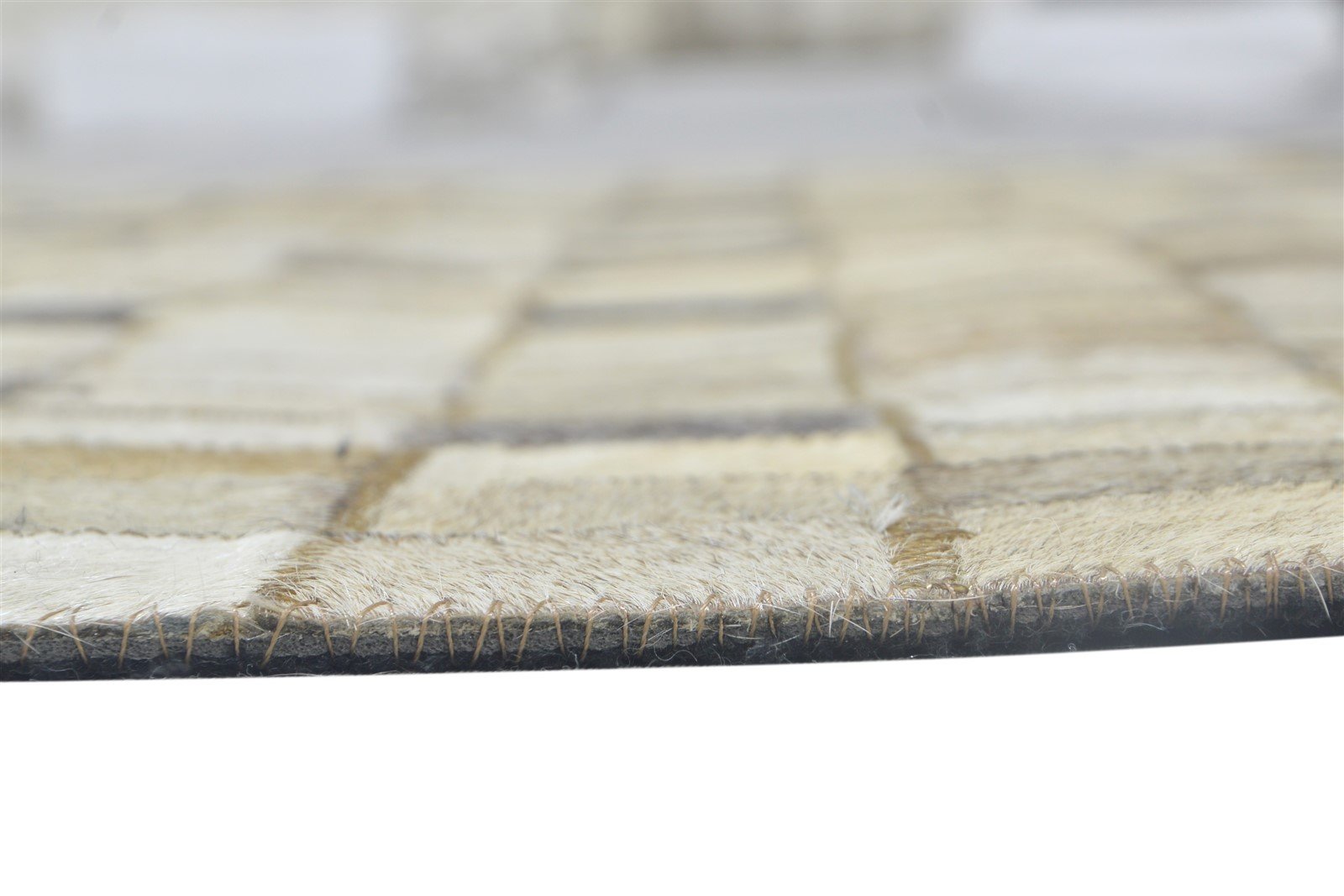 Leather / Cotton Beige Rug 5X7 Modern Hand Woven Geometric Room Size 7864114413717