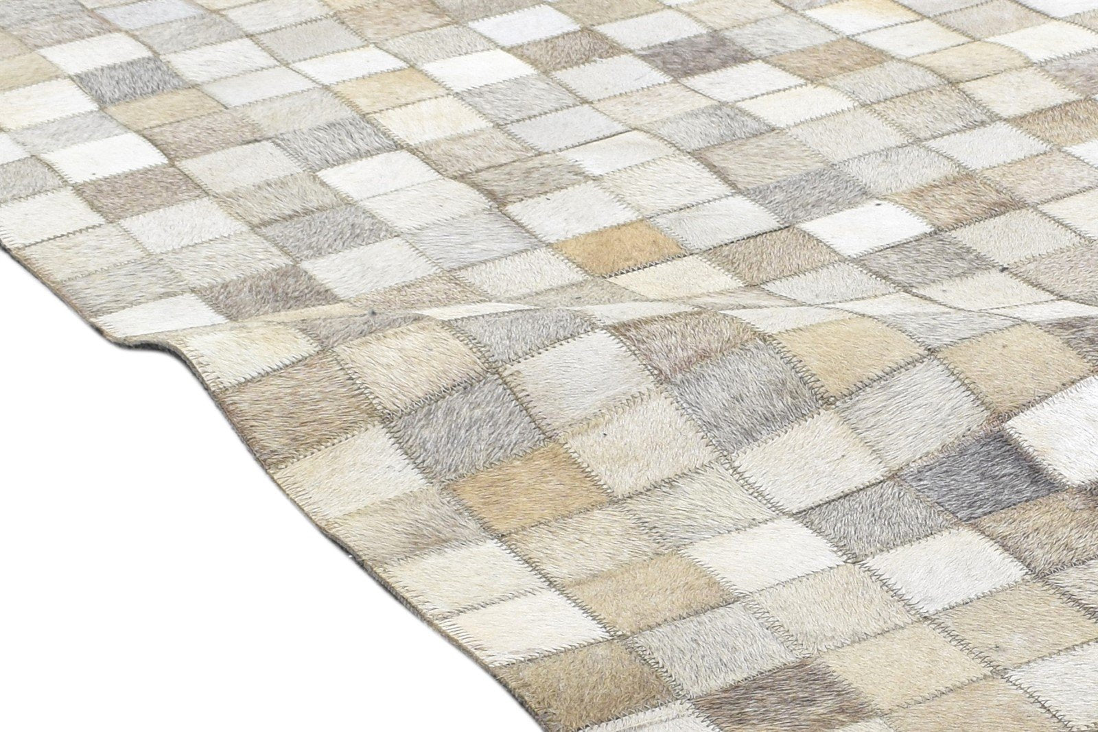 Leather / Cotton Beige Rug 5X7 Modern Hand Woven Geometric Room Size 7864115396757