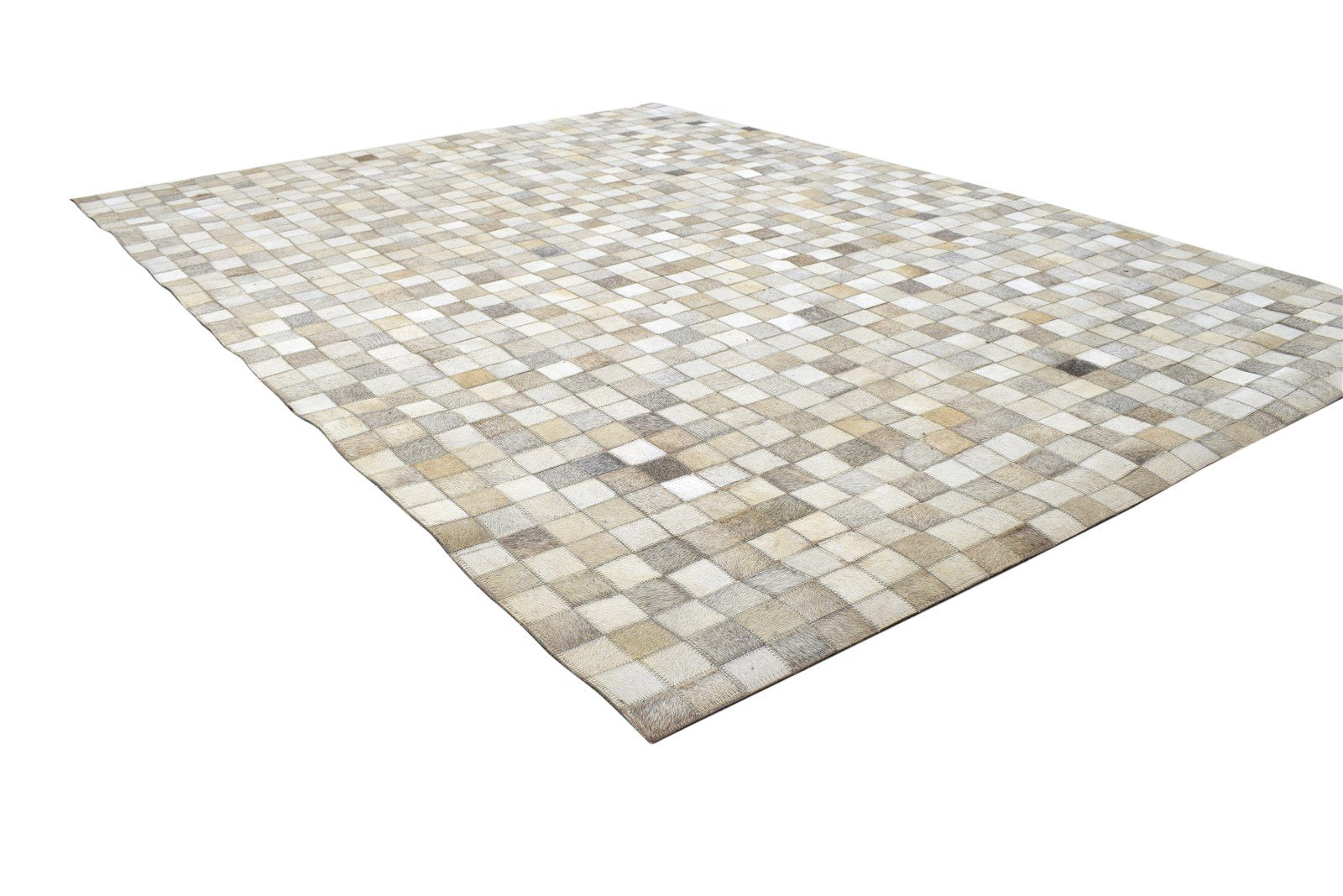 Leather / Cotton Beige Rug 5X7 Modern Hand Woven Geometric Room Size 7864115396757