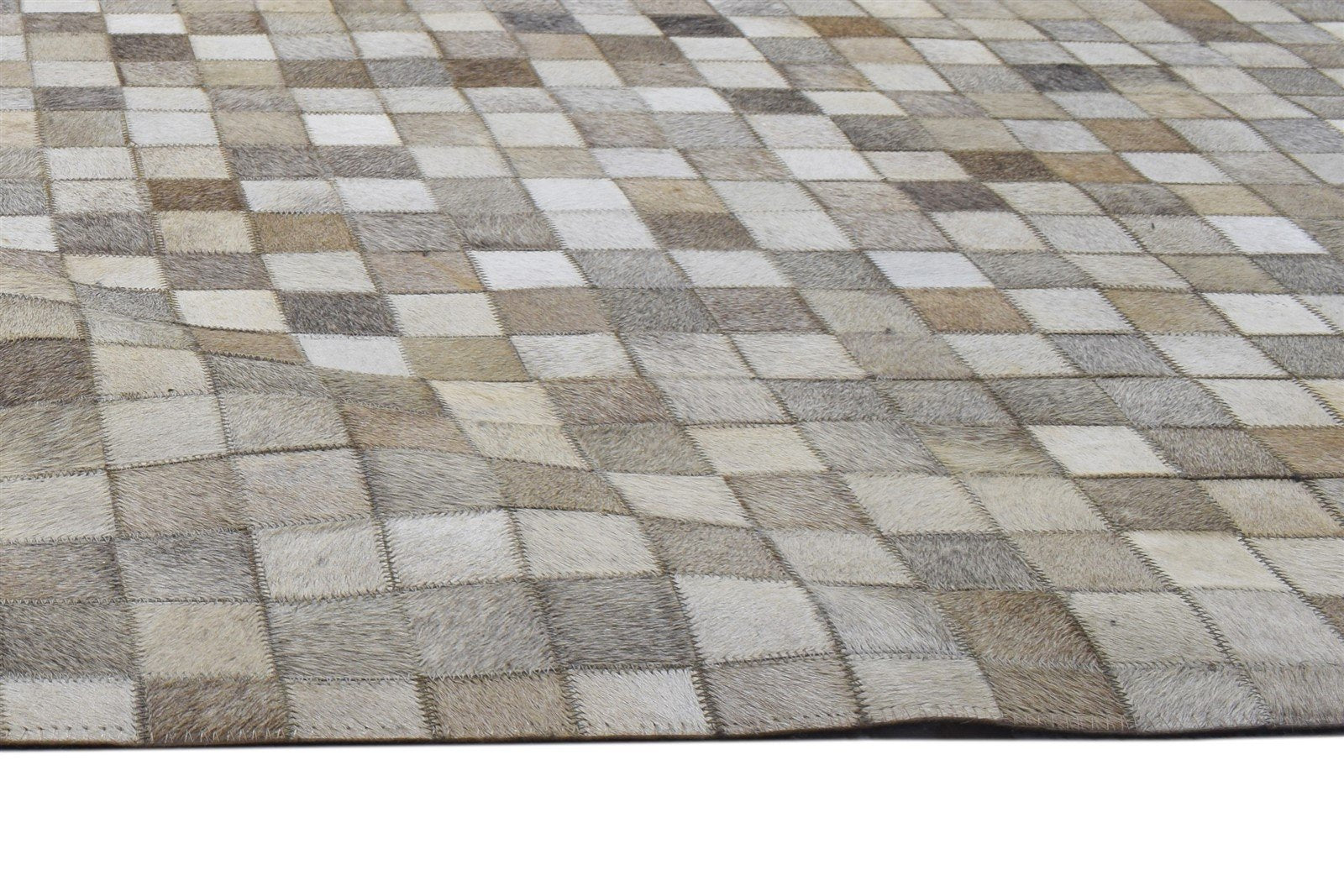 Leather / Cotton Beige Rug 5X7 Modern Hand Woven Geometric Room Size 7864115658901