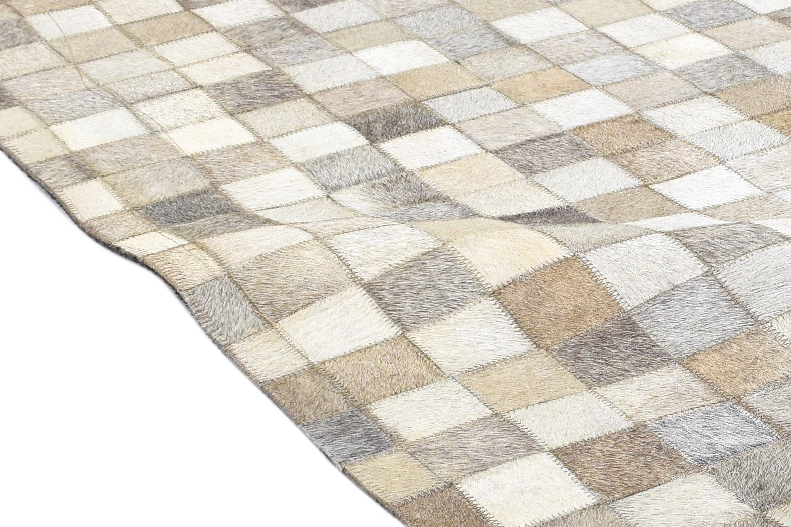 Leather / Cotton Beige Rug 5X7 Modern Hand Woven Geometric Room Size 7864115658901