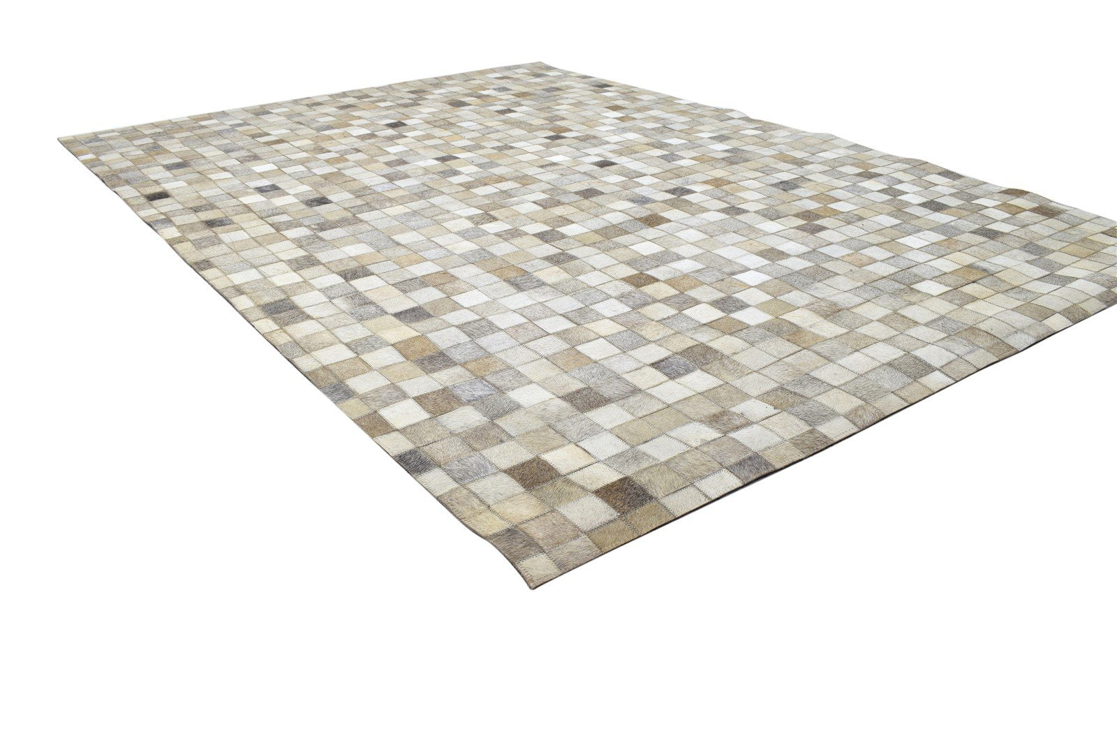 Leather / Cotton Beige Rug 5X7 Modern Hand Woven Geometric Room Size 7864115658901