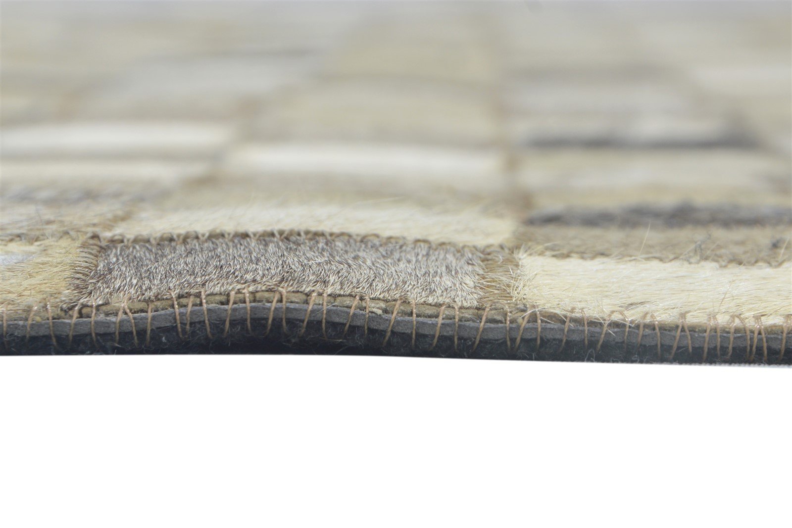 Leather / Cotton Beige Rug 5X7 Modern Hand Woven Geometric Room Size 7864115658901