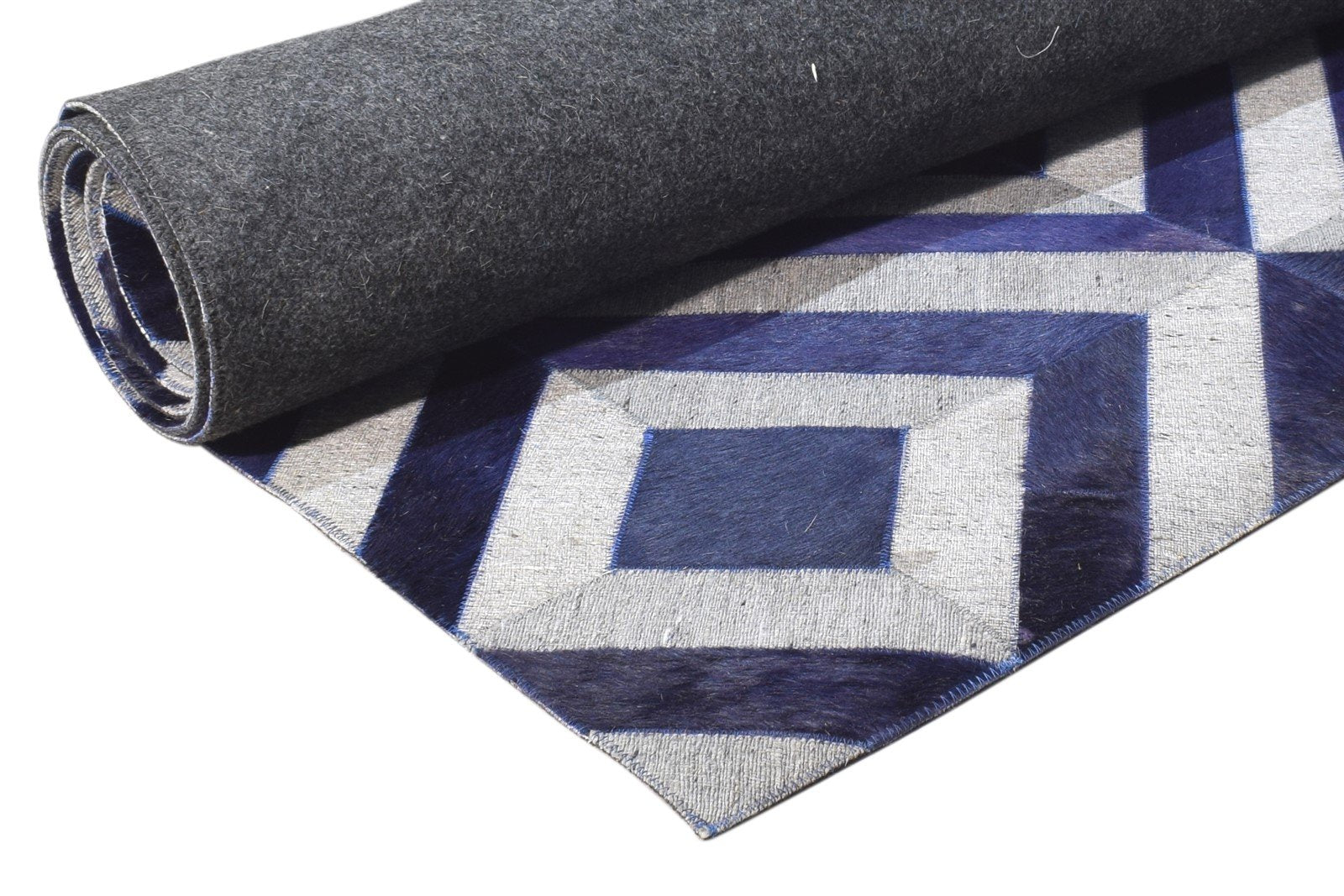 Leather / Cotton Blue Rug 3X9 Modern Hand Woven Moroccan Diamond Small Runner 7864365842581