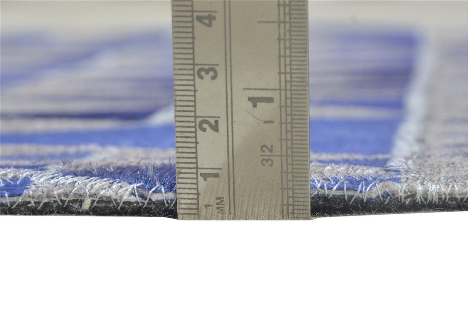 Leather / Cotton Blue Rug 3X9 Modern Hand Woven Scandinavian Triangles Room Size 7864510873749