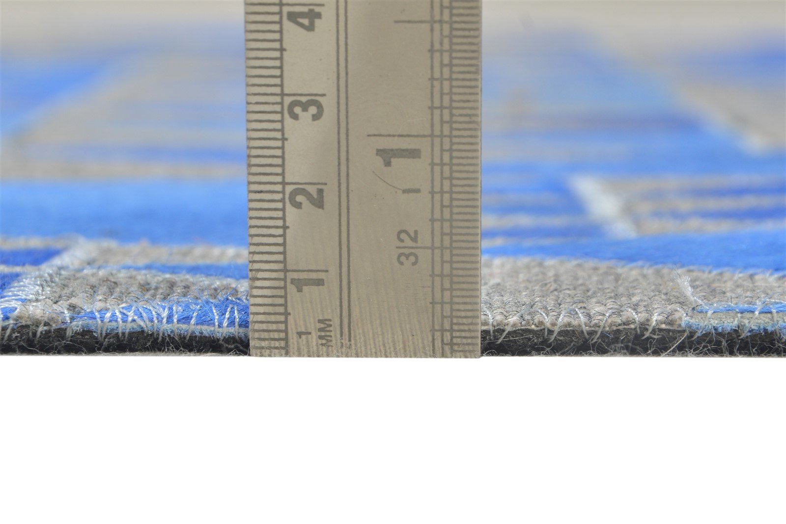 Leather / Cotton Blue Rug 3X9 Modern Hand Woven Scandinavian Triangles Room Size 7864511168661