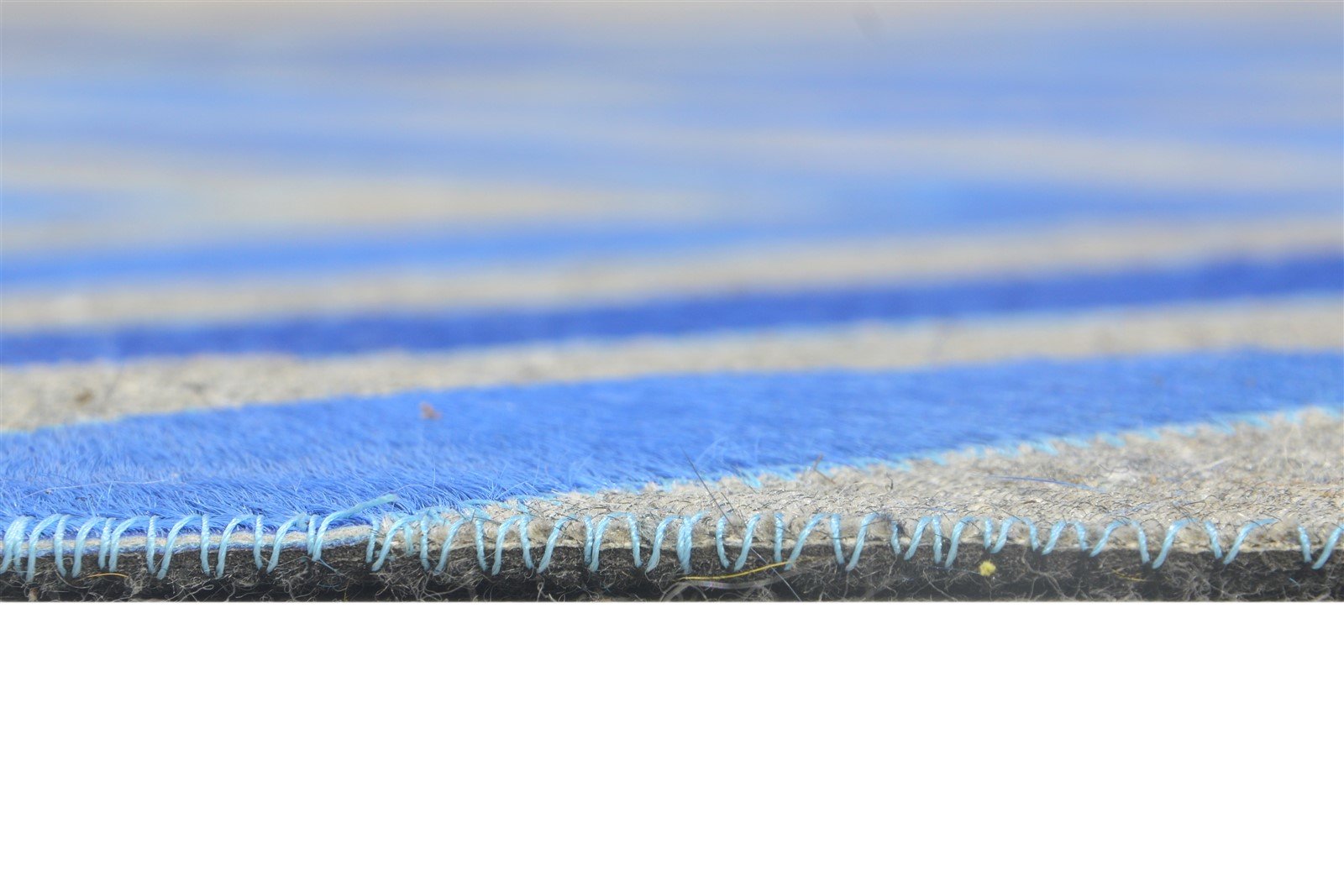 Leather / Cotton Blue Rug 5X8 Modern Hand Woven Moroccan Diamond Room Size 7864369643669