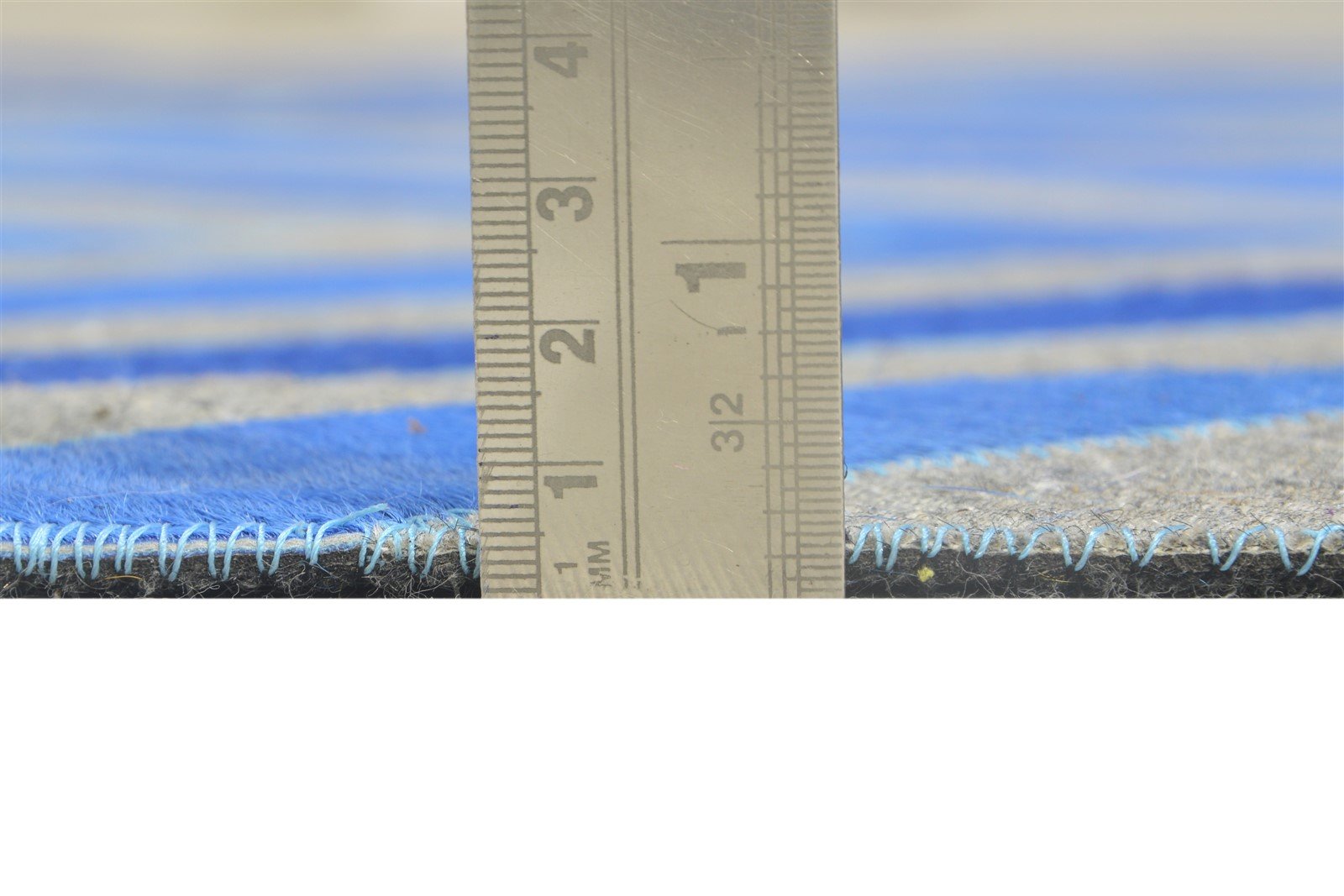 Leather / Cotton Blue Rug 5X8 Modern Hand Woven Moroccan Diamond Room Size 7864369643669