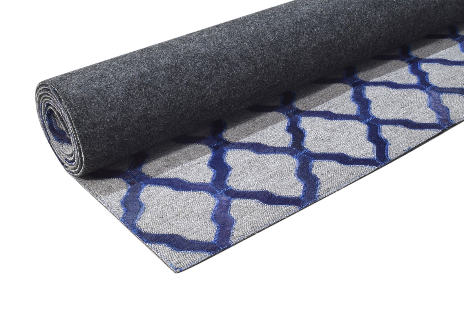 Leather / Cotton Blue Rug 5X8 Modern Hand Woven Moroccan Trellis Room Size 7864372166805
