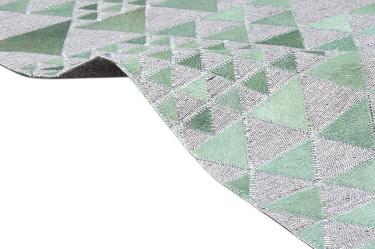 Leather / Cotton Blue Rug 5X8 Modern Hand Woven Scandinavian Triangles Room Size 7864948195477