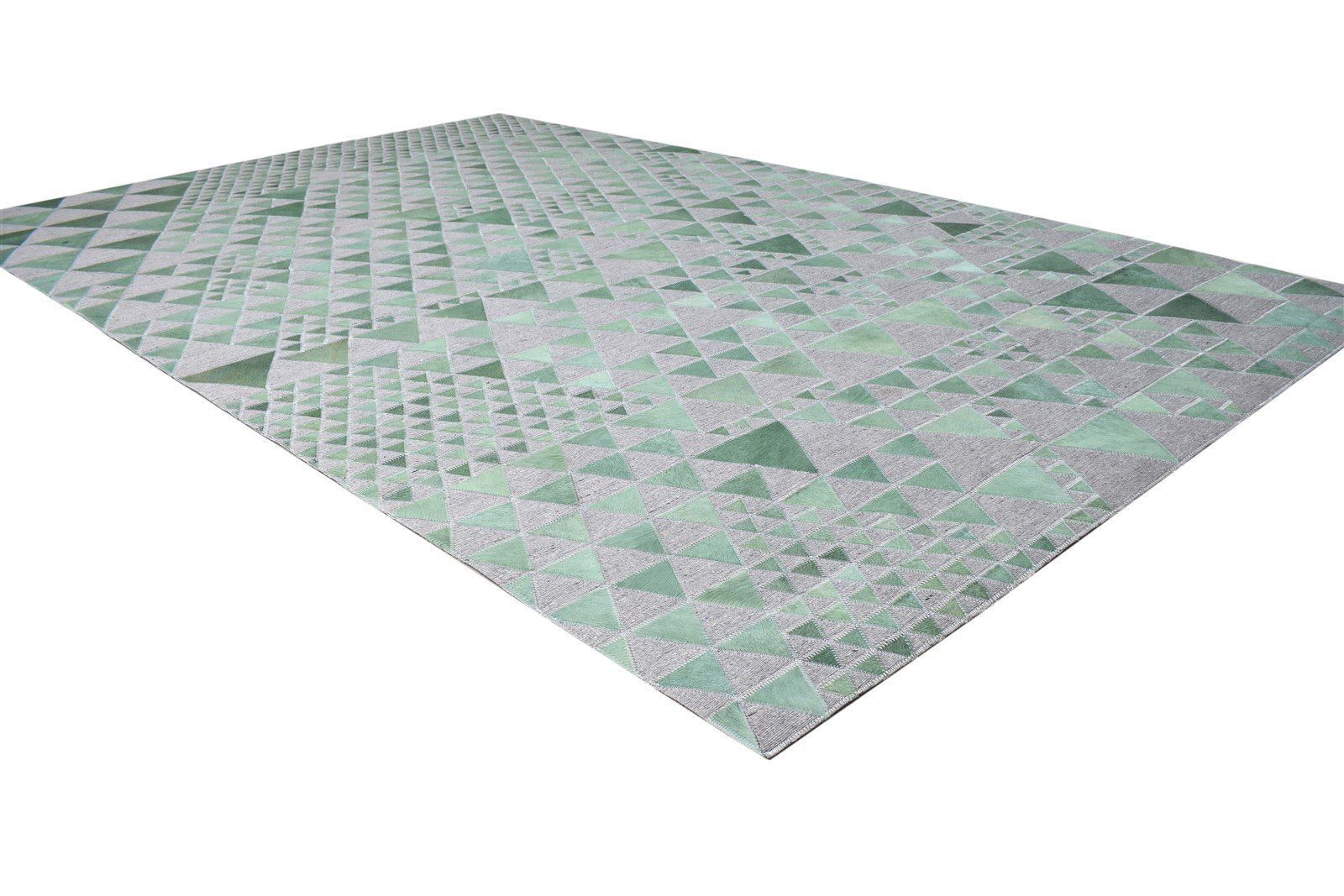 Leather / Cotton Blue Rug 5X8 Modern Hand Woven Scandinavian Triangles Room Size 7864948195477